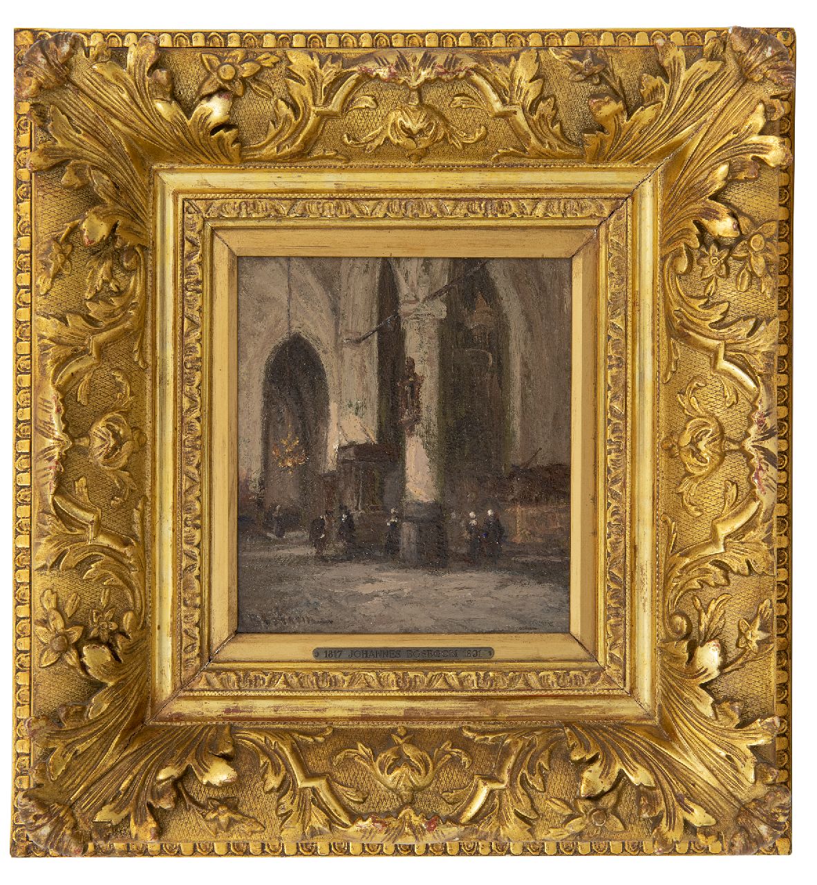 Bosboom J. | Johannes Bosboom, Kerkinterieur, olieverf op paneel 18,3 x 15,6 cm, gesigneerd linksonder Bosboom J. | Johannes Bosboom, Kerkinterieur, olieverf op paneel 18,3 x 15,6 cm, gesigneerd linksonder