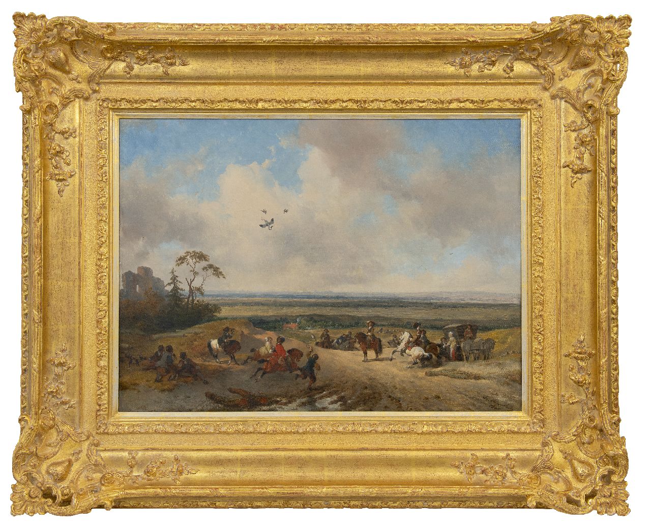 Moerenhout J.J. | Josephus Jodocus 'Joseph' Moerenhout | Schilderijen te koop aangeboden | De valkenjacht, olieverf op doek 51,8 x 70,0 cm, gesigneerd rechtsonder en gedateerd 1865 Moerenhout J.J. | Josephus Jodocus 'Joseph' Moerenhout | Schilderijen te koop aangeboden | De valkenjacht, olieverf op doek 51,8 x 70,0 cm, gesigneerd rechtsonder en gedateerd 1865