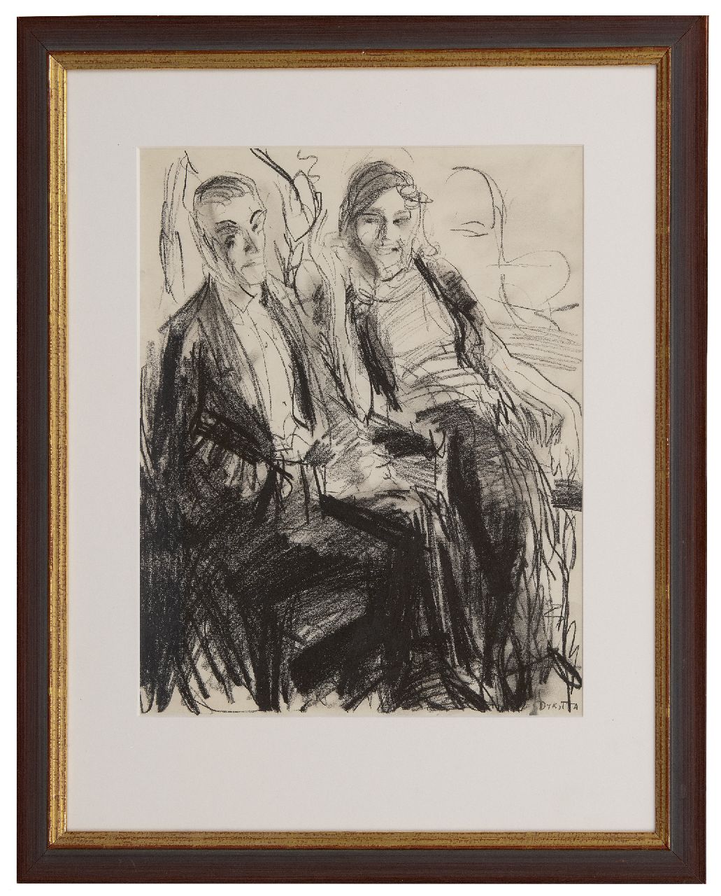 Dijkstra J. | Johannes 'Johan' Dijkstra | Aquarellen en tekeningen te koop aangeboden | Op het bal, zwart krijt op papier 38,4 x 31,6 cm, gesigneerd rechtsonder Dijkstra J. | Johannes 'Johan' Dijkstra | Aquarellen en tekeningen te koop aangeboden | Op het bal, zwart krijt op papier 38,4 x 31,6 cm, gesigneerd rechtsonder