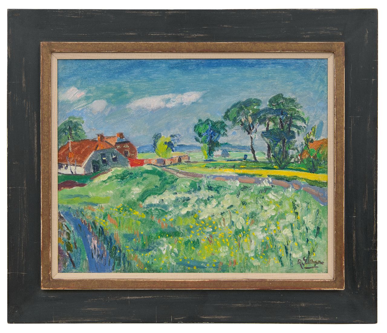 Elzer R.  | Ruurd Elzer, Gronings landschap, olieverf op doek 40,2 x 50,2 cm, gesigneerd rechtsonder