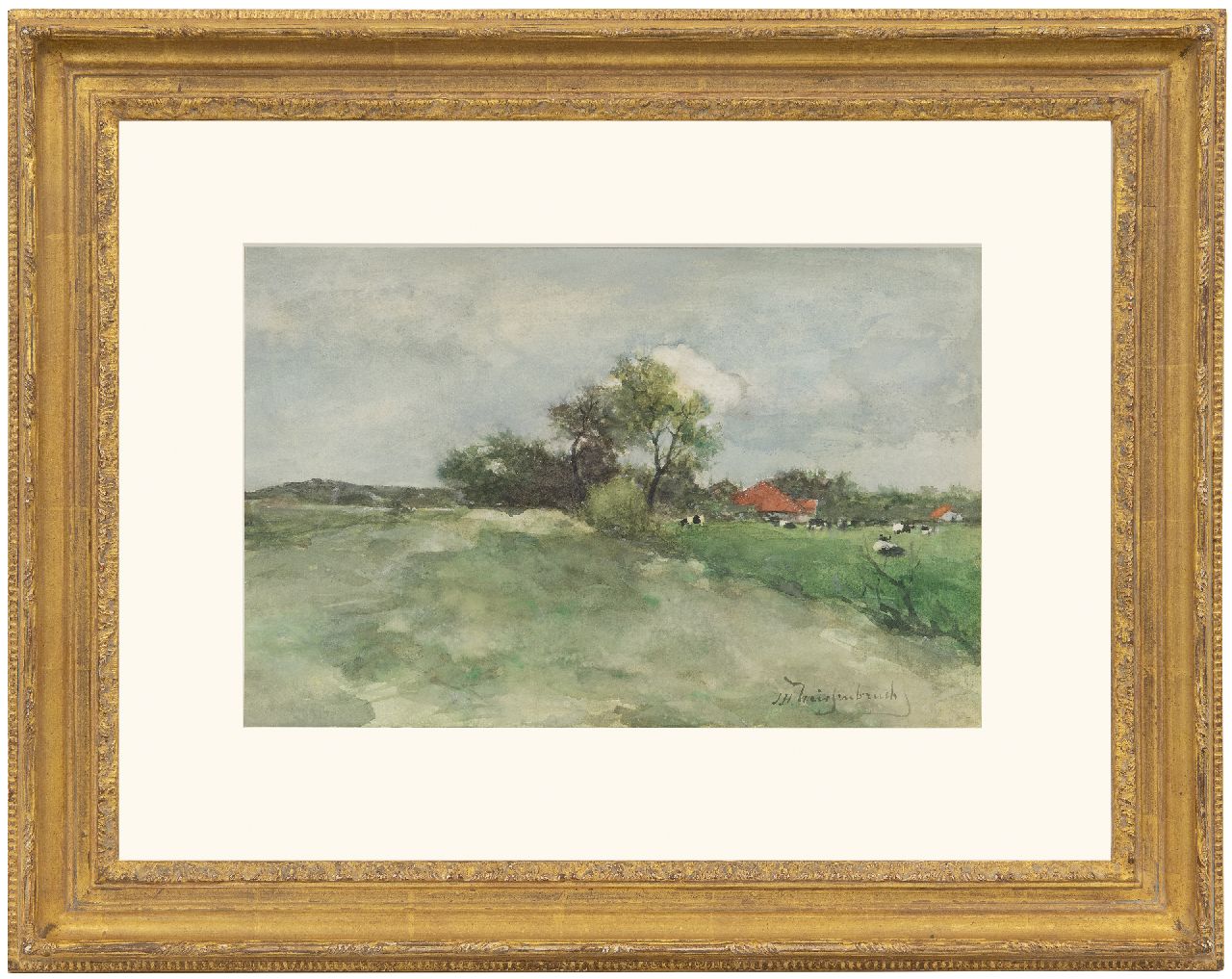 Weissenbruch H.J. | Hendrik Johannes 'J.H.' Weissenbruch, Weide achter de duinen, aquarel op papier 23,5 x 36,3 cm, gesigneerd rechtsonder en te dateren ca. 1879 Weissenbruch H.J. | Hendrik Johannes 'J.H.' Weissenbruch, Weide achter de duinen, aquarel op papier 23,5 x 36,3 cm, gesigneerd rechtsonder en te dateren ca. 1879