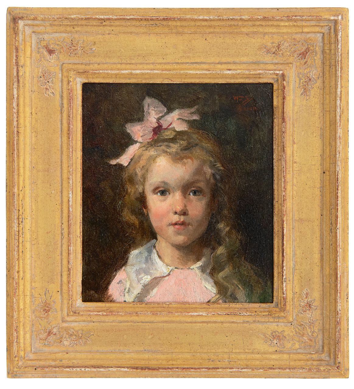 Steelink jr. W.  | Willem Steelink jr., Portret van Johanna Wijtman, kleindochter van de kunstenaar, olieverf op paneel 15,4 x 13,2 cm, gesigneerd rechtsboven met initialen