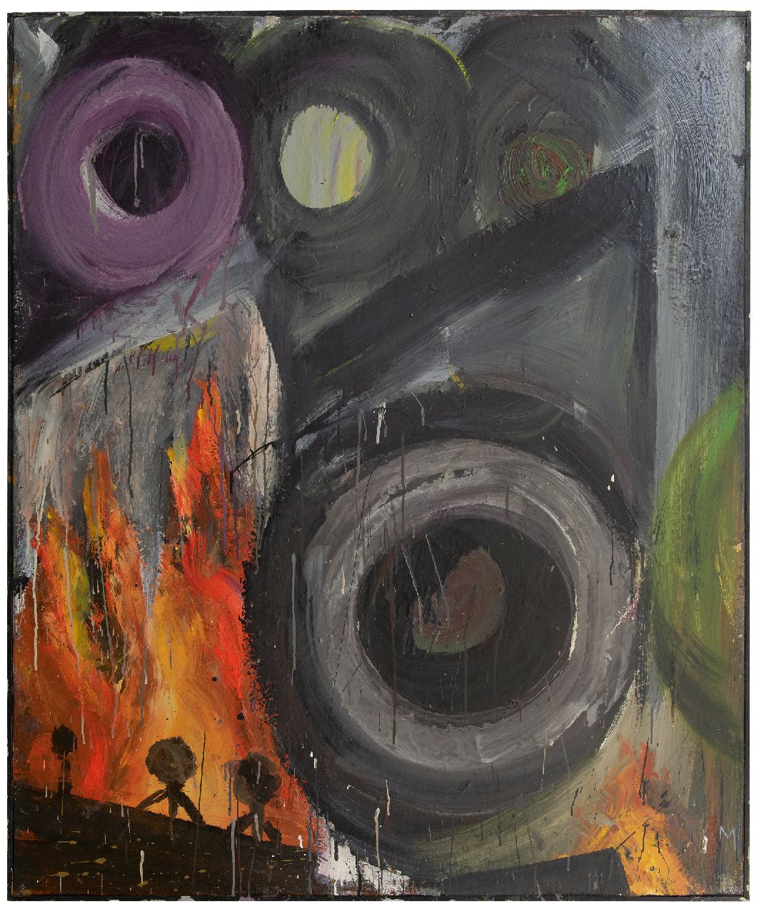 Mulders M.M.M. | Marcus Martinus Maria 'Marc' Mulders | Schilderijen te koop aangeboden | Waar cirkels heersen, olieverf en lakverf op doek 120,3 x 99,9 cm, gesigneerd rechtsonder en te dateren ca. 1984 Mulders M.M.M. | Marcus Martinus Maria 'Marc' Mulders | Schilderijen te koop aangeboden | Waar cirkels heersen, olieverf en lakverf op doek 120,3 x 99,9 cm, gesigneerd rechtsonder en te dateren ca. 1984