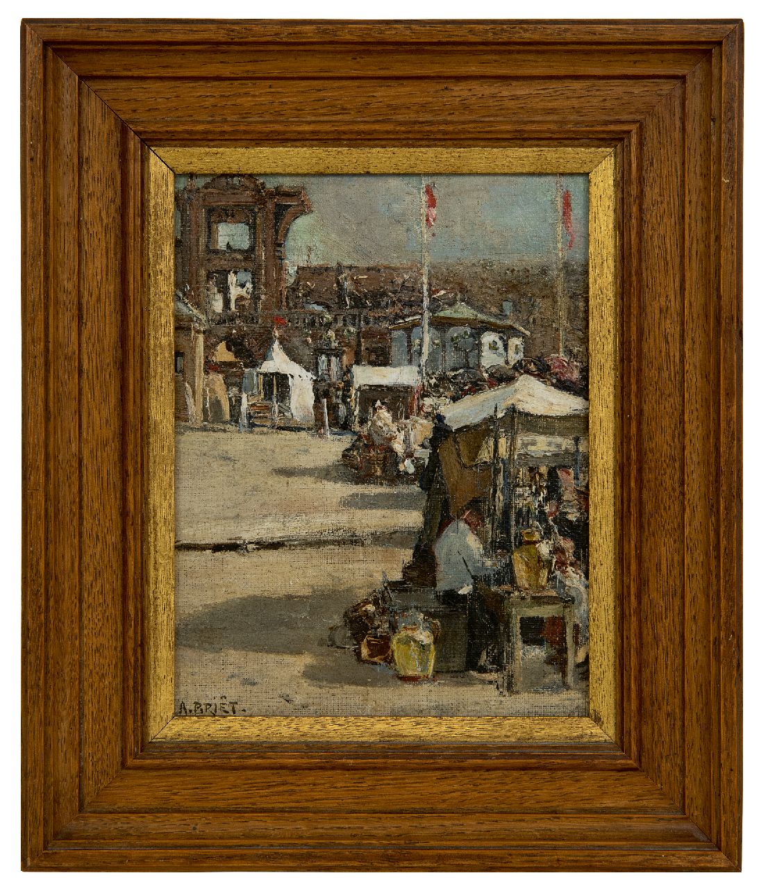 Briët A.H.C.  | 'Arthur' Henri Christiaan Briët | Schilderijen te koop aangeboden | Bij het Kurhaus in Scheveningen na de brand, olieverf op doek op board 19,8 x 15,8 cm, gesigneerd linksonder en te dateren ca. 1886