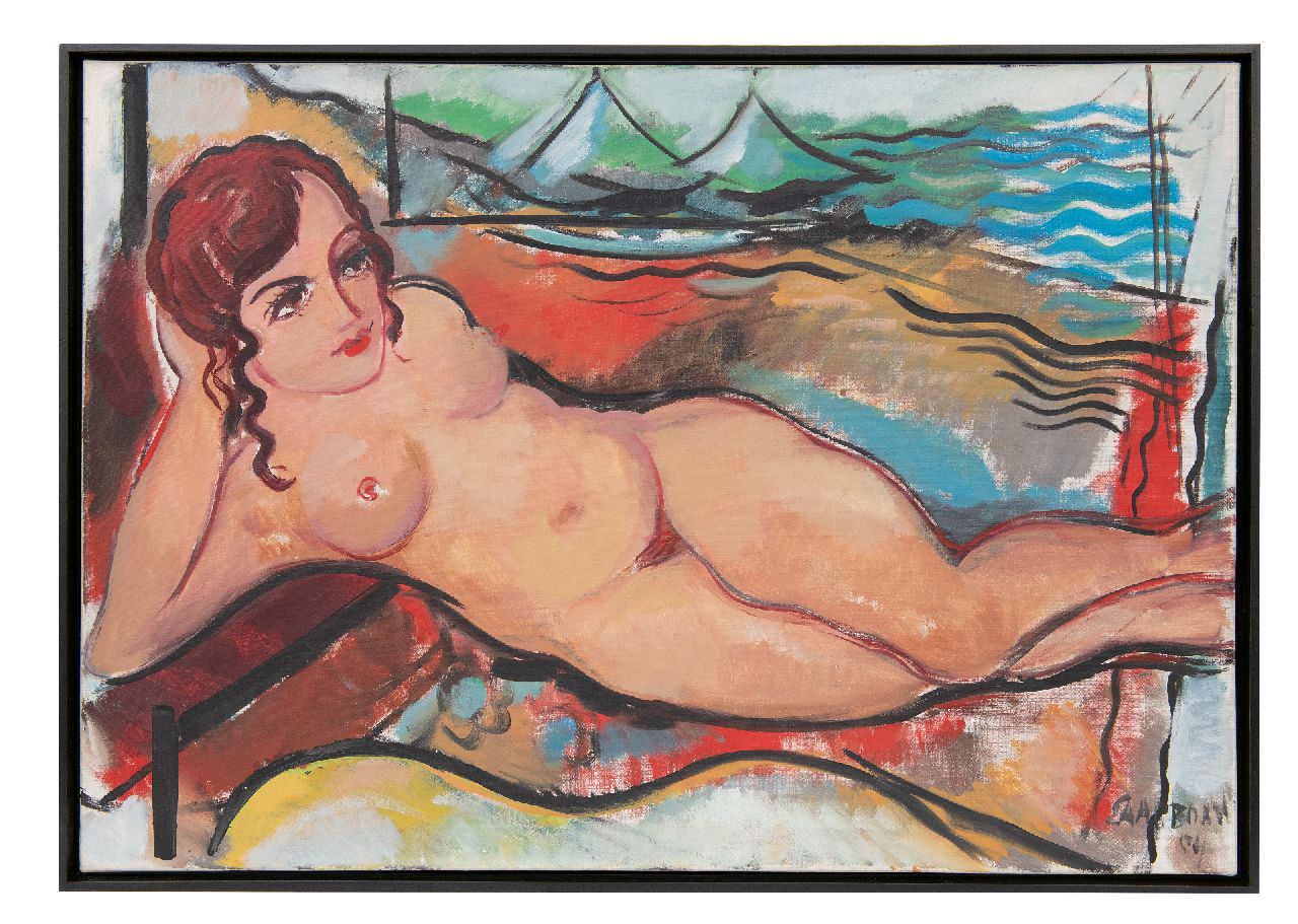 Saalborn L.A.A.  | 'Louis' Alexander Abraham Saalborn | Schilderijen te koop aangeboden | Liggend naakt, olieverf op doek 70,1 x 99,6 cm, gesigneerd rechtsonder en gedateerd '54