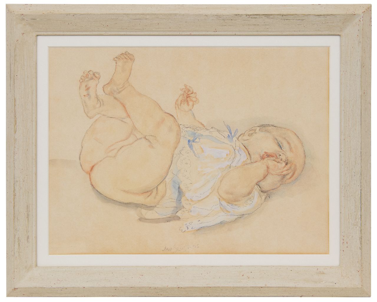 Sluijters J.C.B. | Johannes Carolus Bernardus 'Jan' Sluijters | Aquarellen en tekeningen te koop aangeboden | Duimzuigende baby, potlood, kleurpotlood, aquarel en gouache op papier 34,3 x 46,3 cm, gesigneerd middenonder Sluijters J.C.B. | Johannes Carolus Bernardus 'Jan' Sluijters | Aquarellen en tekeningen te koop aangeboden | Duimzuigende baby, potlood, kleurpotlood, aquarel en gouache op papier 34,3 x 46,3 cm, gesigneerd middenonder