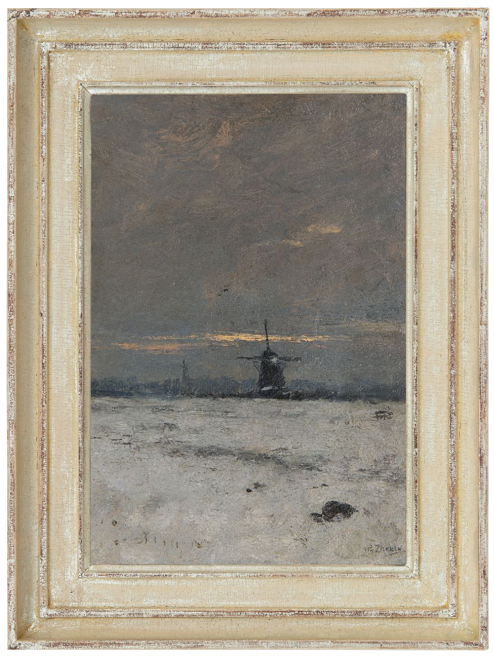 Zilcken C.L.P. | Charles Louis Philippe 'Philip' Zilcken, Molen in de sneeuw bij avondschemering, olieverf op paneel 29,7 x 20,3 cm, gesigneerd rechtsonder en te dateren ca. 1903 Zilcken C.L.P. | Charles Louis Philippe 'Philip' Zilcken, Molen in de sneeuw bij avondschemering, olieverf op paneel 29,7 x 20,3 cm, gesigneerd rechtsonder en te dateren ca. 1903