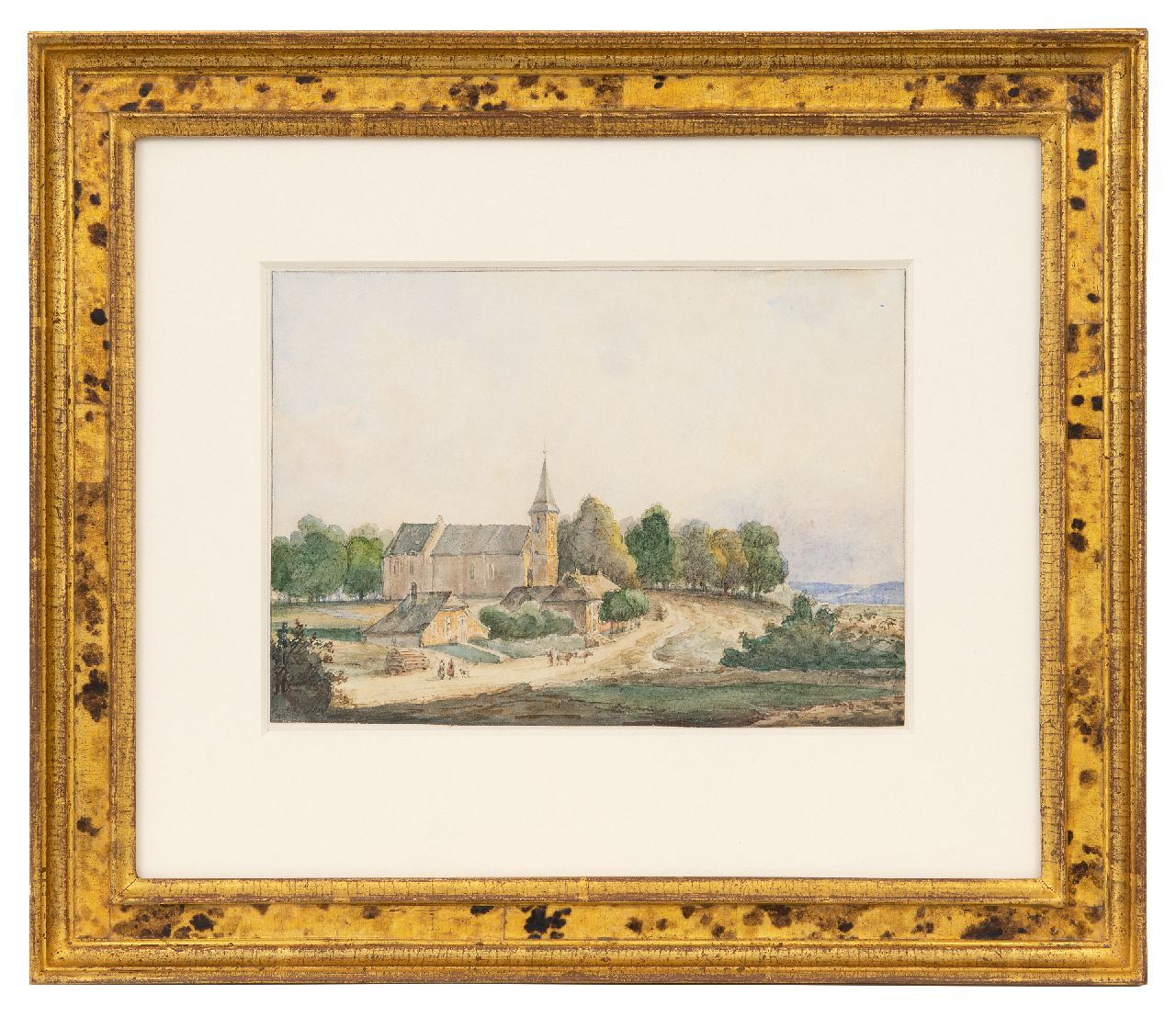 Kleijn L.J.  | Lodewijk Johannes Kleijn | Aquarellen en tekeningen te koop aangeboden | Kerkdorpje in heuvellandschap, aquarel op papier op board 14,5 x 20,1 cm, gesigneerd rechtsonder A. Schelfhout