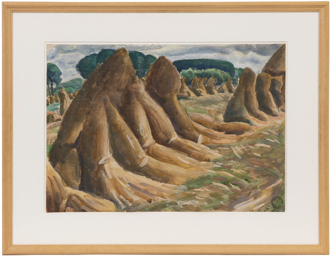 Gestel L. | Leendert 'Leo' Gestel, Korenschoven, aquarel en gouache op papier 35,7 x 50,0 cm Gestel L. | Leendert 'Leo' Gestel, Korenschoven, aquarel en gouache op papier 35,7 x 50,0 cm