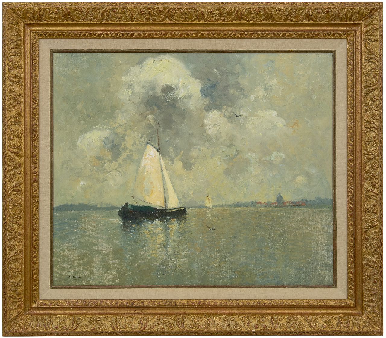 Soer C. | Christiaan 'Chris' Soer, Zeilende tjalk, olieverf op doek op paneel 62,5 x 74,9 cm, gesigneerd linksonder Soer C. | Christiaan 'Chris' Soer, Zeilende tjalk, olieverf op doek op paneel 62,5 x 74,9 cm, gesigneerd linksonder
