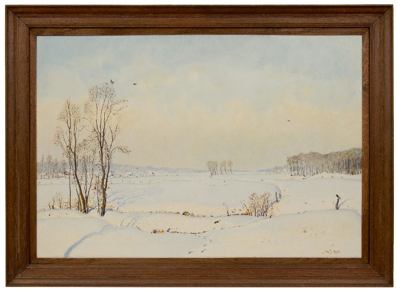Strube J.H. | Johan Hendrik 'Jan' Strube, Het Markdal bij Breda in de sneeuw, olieverf op paneel 70,0 x 102,0 cm, gesigneerd rechtsonder Strube J.H. | Johan Hendrik 'Jan' Strube, Het Markdal bij Breda in de sneeuw, olieverf op paneel 70,0 x 102,0 cm, gesigneerd rechtsonder