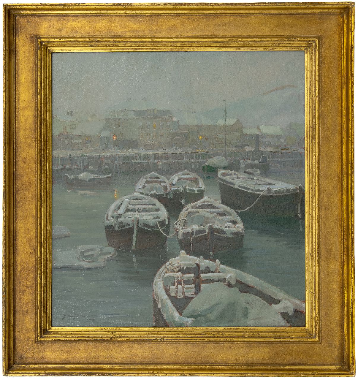 Dooijewaard J. | Jacob 'Jaap' Dooijewaard | Schilderijen te koop aangeboden | Gezicht op Elvehavn, Trondheim, olieverf op doek 61,1 x 56,5 cm, gesigneerd linksonder en verso met initialen en op spieraam gedateerd 1941 Dooijewaard J. | Jacob 'Jaap' Dooijewaard | Schilderijen te koop aangeboden | Gezicht op Elvehavn, Trondheim, olieverf op doek 61,1 x 56,5 cm, gesigneerd linksonder en verso met initialen en op spieraam gedateerd 1941