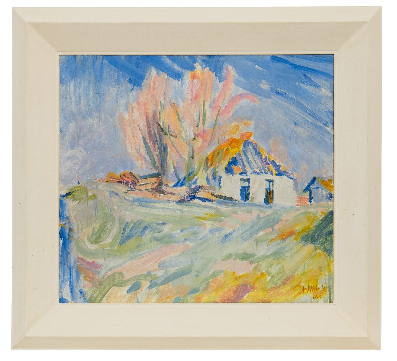 Altink J. | Jan Altink, Blauwborgje, olieverf op doek 55,0 x 60,4 cm, gesigneerd rechtsonder en gedateerd '28 Altink J. | Jan Altink, Blauwborgje, olieverf op doek 55,0 x 60,4 cm, gesigneerd rechtsonder en gedateerd '28