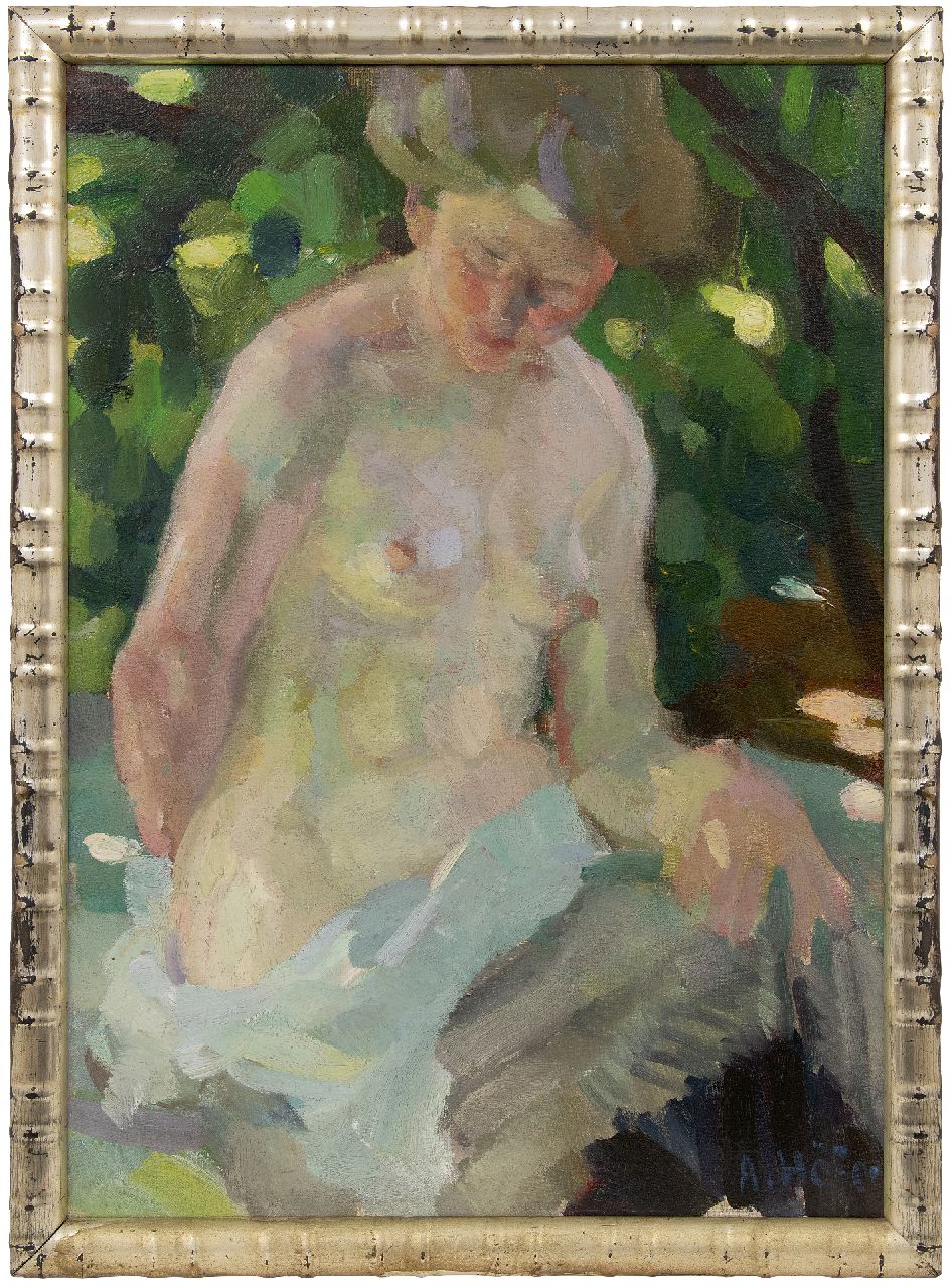 Höfer A. | Adolf Höfer, Zittend naakt, olieverf op doek 65,7 x 47,2 cm, gesigneerd rechtsonder Höfer A. | Adolf Höfer, Zittend naakt, olieverf op doek 65,7 x 47,2 cm, gesigneerd rechtsonder