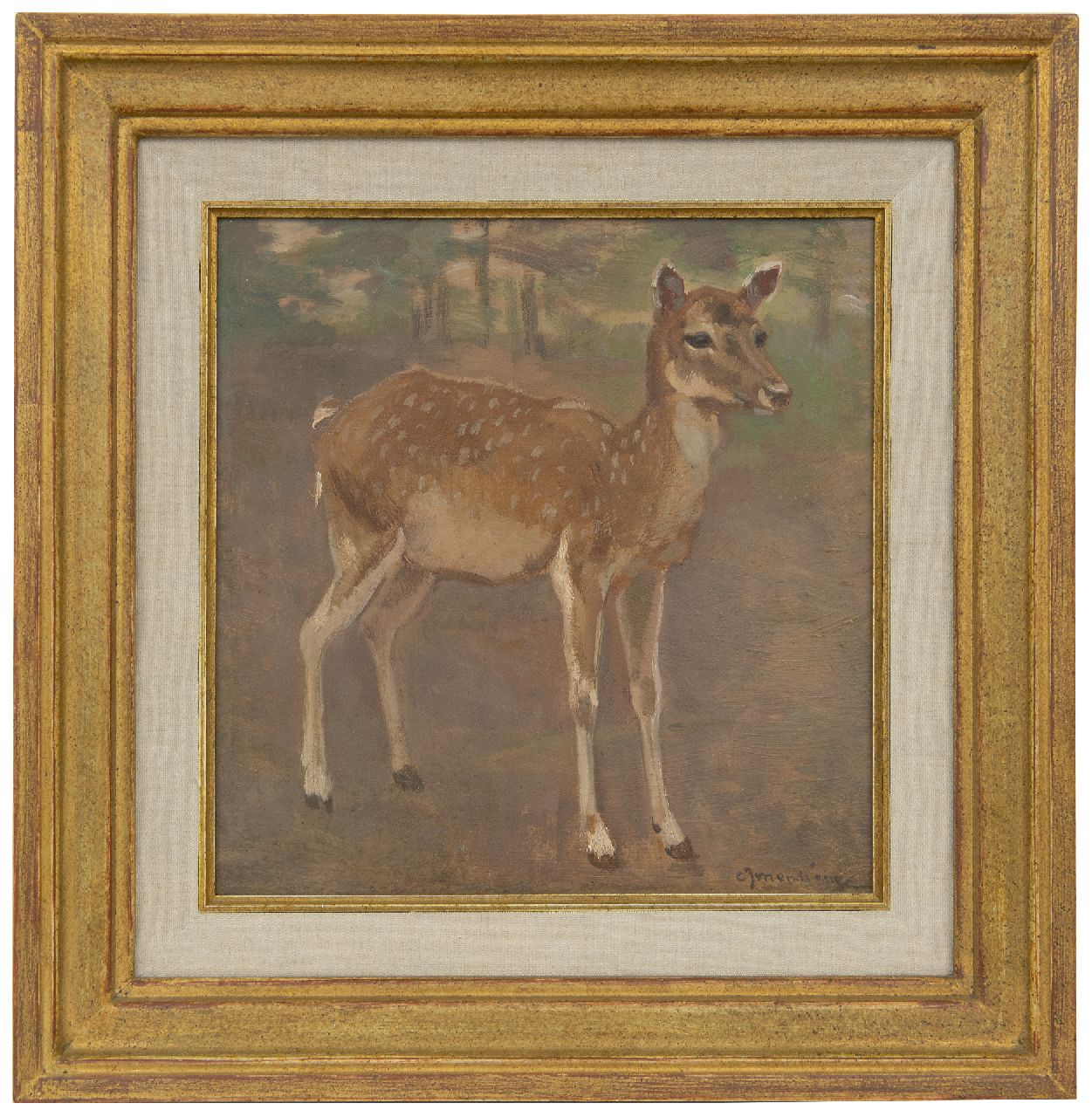 Mension C.J. | Cornelis Jan Mension, Reekalfje, olieverf op board 26,5 x 25,9 cm, gesigneerd rechtsonder Mension C.J. | Cornelis Jan Mension, Reekalfje, olieverf op board 26,5 x 25,9 cm, gesigneerd rechtsonder