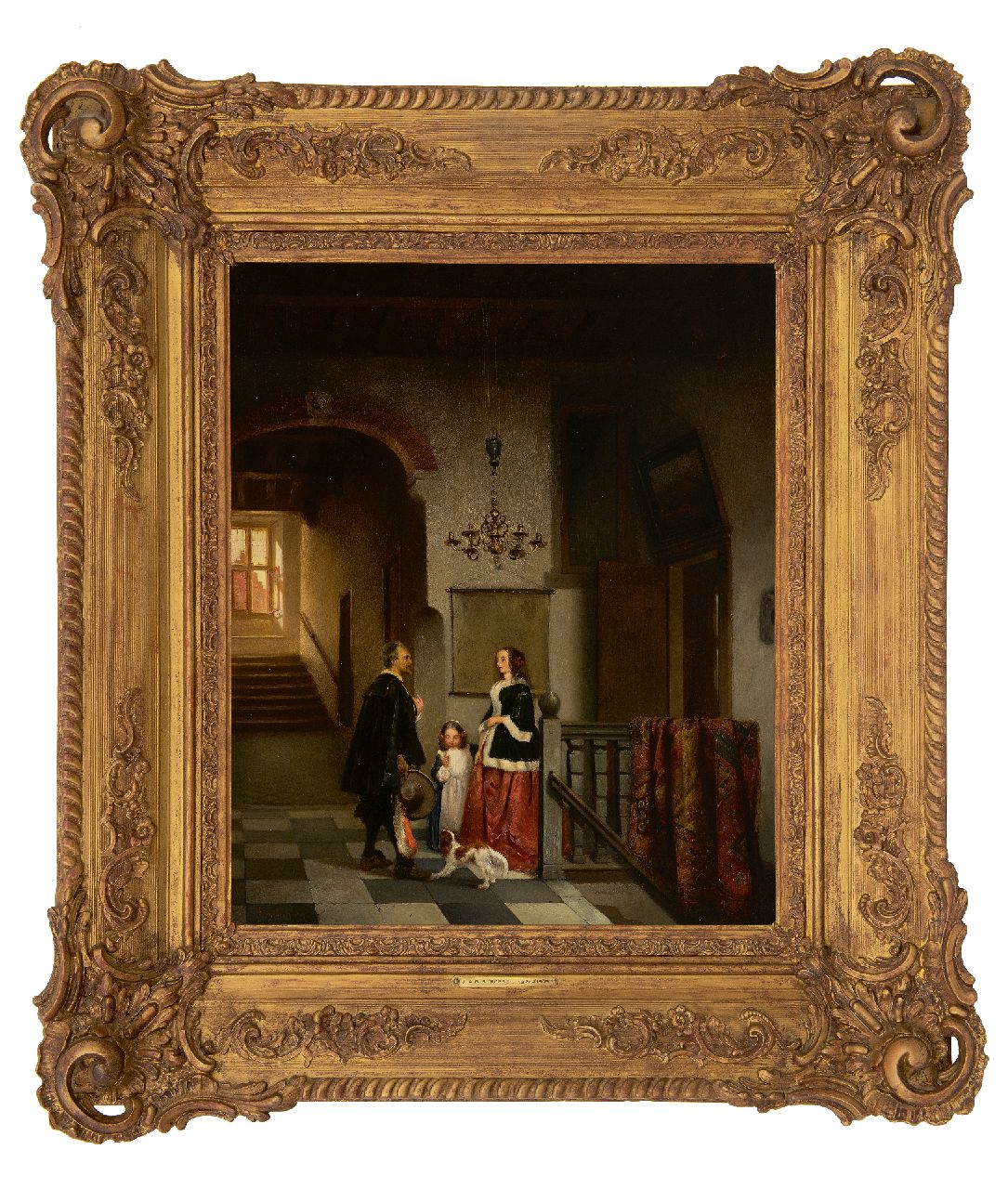 Stroebel J.A.B. | Johannes Anthonie Balthasar Stroebel | Schilderijen te koop aangeboden | Oudhollands binnenhuis met figuren, olieverf op paneel 49,9 x 41,0 cm, gesigneerd linksonder en gedateerd '91 Stroebel J.A.B. | Johannes Anthonie Balthasar Stroebel | Schilderijen te koop aangeboden | Oudhollands binnenhuis met figuren, olieverf op paneel 49,9 x 41,0 cm, gesigneerd linksonder en gedateerd '91