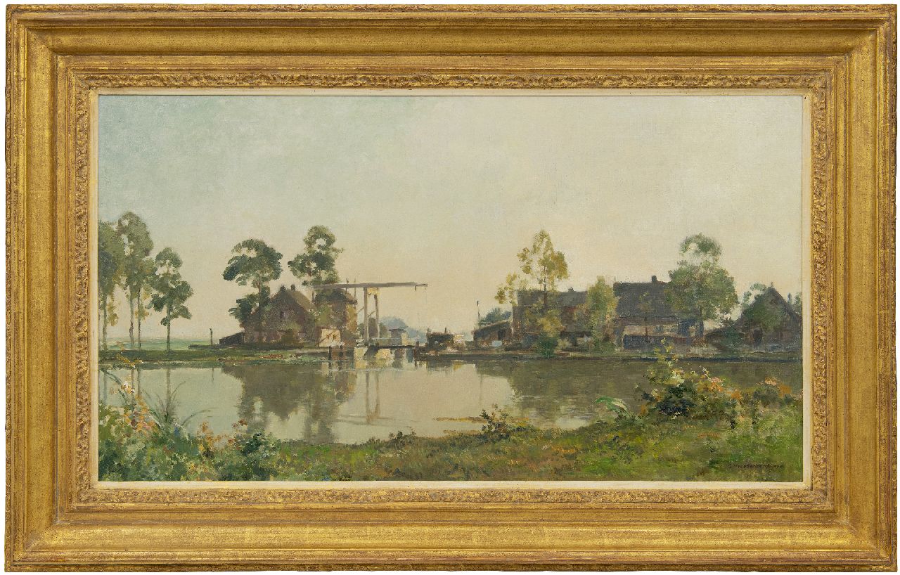 Vreedenburgh C. | Cornelis Vreedenburgh, Boerderij aan een kanaal met ophaalbrug, olieverf op doek 51,0 x 90,5 cm, gesigneerd rechtsonder Vreedenburgh C. | Cornelis Vreedenburgh, Boerderij aan een kanaal met ophaalbrug, olieverf op doek 51,0 x 90,5 cm, gesigneerd rechtsonder