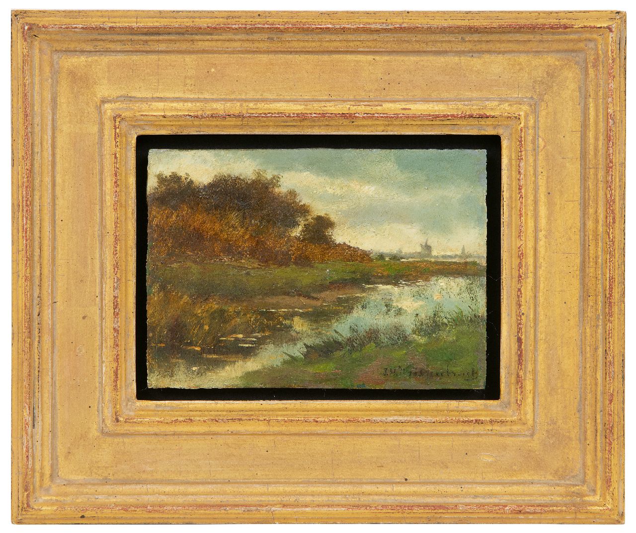 Weissenbruch H.J. | Hendrik Johannes 'J.H.' Weissenbruch, Poldersloot, olieverf op paneel 9,6 x 13,7 cm, gesigneerd rechtsonder Weissenbruch H.J. | Hendrik Johannes 'J.H.' Weissenbruch, Poldersloot, olieverf op paneel 9,6 x 13,7 cm, gesigneerd rechtsonder