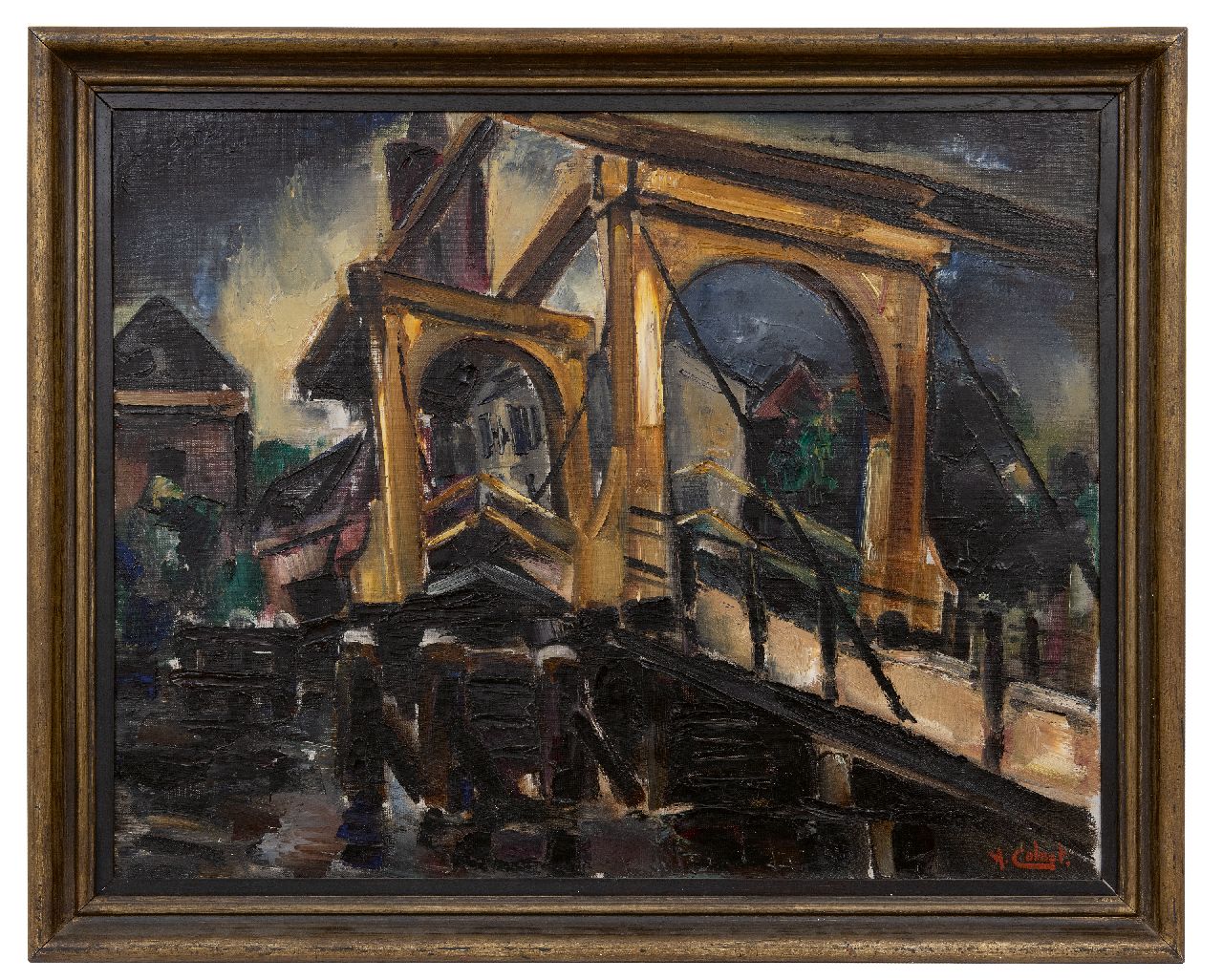 Colnot A.J.G. | 'Arnout' Jacobus Gustaaf Colnot, Ophaalbrug in Loenen aan de Vecht, olieverf op doek 61,3 x 76,9 cm, gesigneerd rechtsonder Colnot A.J.G. | 'Arnout' Jacobus Gustaaf Colnot, Ophaalbrug in Loenen aan de Vecht, olieverf op doek 61,3 x 76,9 cm, gesigneerd rechtsonder