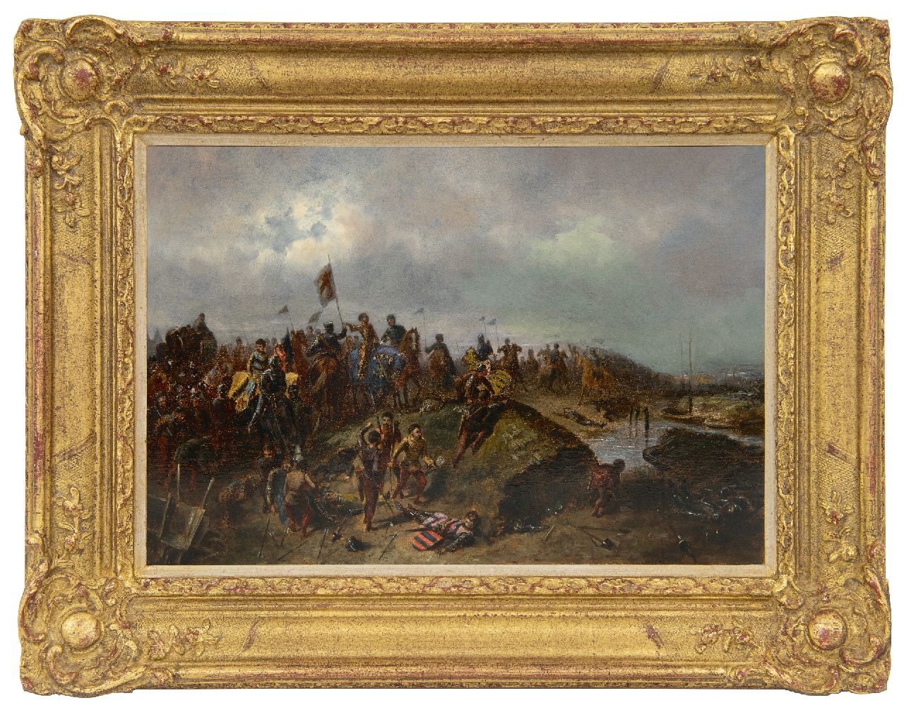 Fardon P.J. | Pierre Jean Fardon | Schilderijen te koop aangeboden | Na de veldslag, olieverf op paneel 26,0 x 36,2 cm, gesigneerd rechtsonder Fardon P.J. | Pierre Jean Fardon | Schilderijen te koop aangeboden | Na de veldslag, olieverf op paneel 26,0 x 36,2 cm, gesigneerd rechtsonder