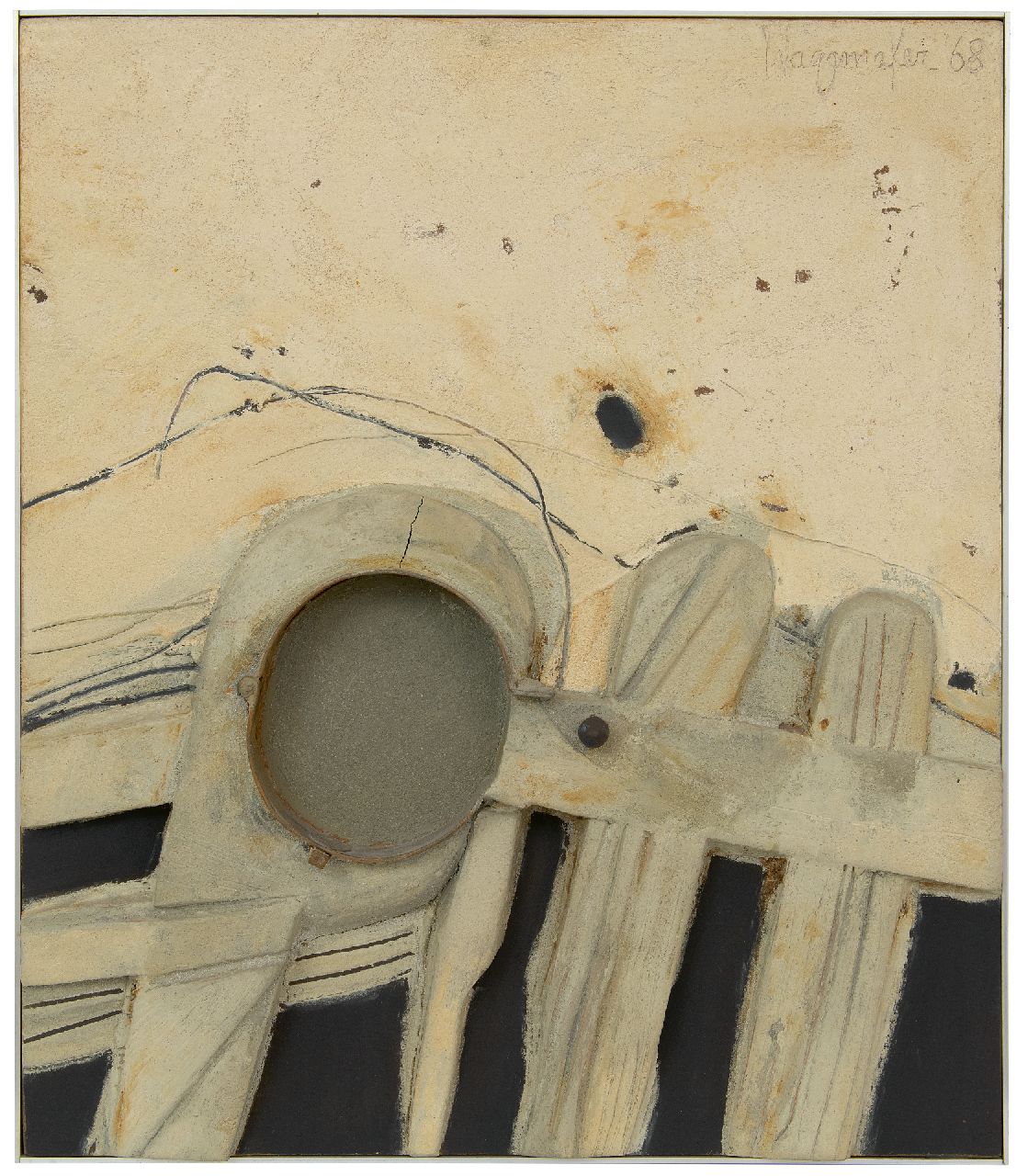 Wagemaker A.B. | Adriaan Barend 'Jaap' Wagemaker, Tegenstelling (Contrast), gemengde techniek op board 59,0 x 51,0 cm, gesigneerd rechtsboven en gedateerd '68 Wagemaker A.B. | Adriaan Barend 'Jaap' Wagemaker, Tegenstelling (Contrast), gemengde techniek op board 59,0 x 51,0 cm, gesigneerd rechtsboven en gedateerd '68