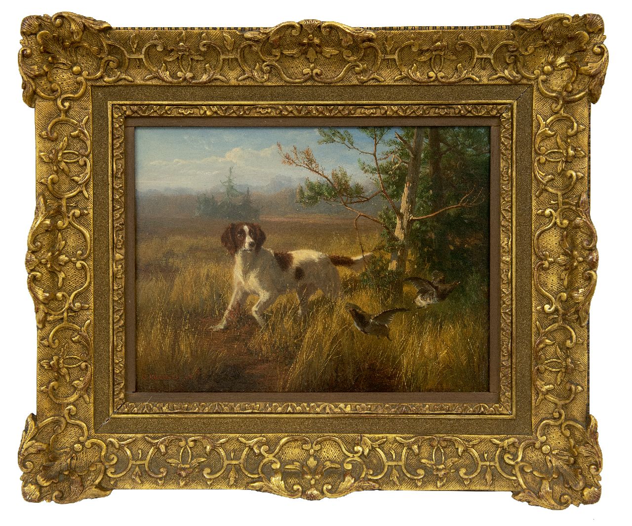Cunaeus C. | Conradijn Cunaeus, Drentse patrijshond op patrijzenjacht, olieverf op paneel 25,7 x 33,3 cm, gesigneerd linksonder en gedateerd '65 Cunaeus C. | Conradijn Cunaeus, Drentse patrijshond op patrijzenjacht, olieverf op paneel 25,7 x 33,3 cm, gesigneerd linksonder en gedateerd '65