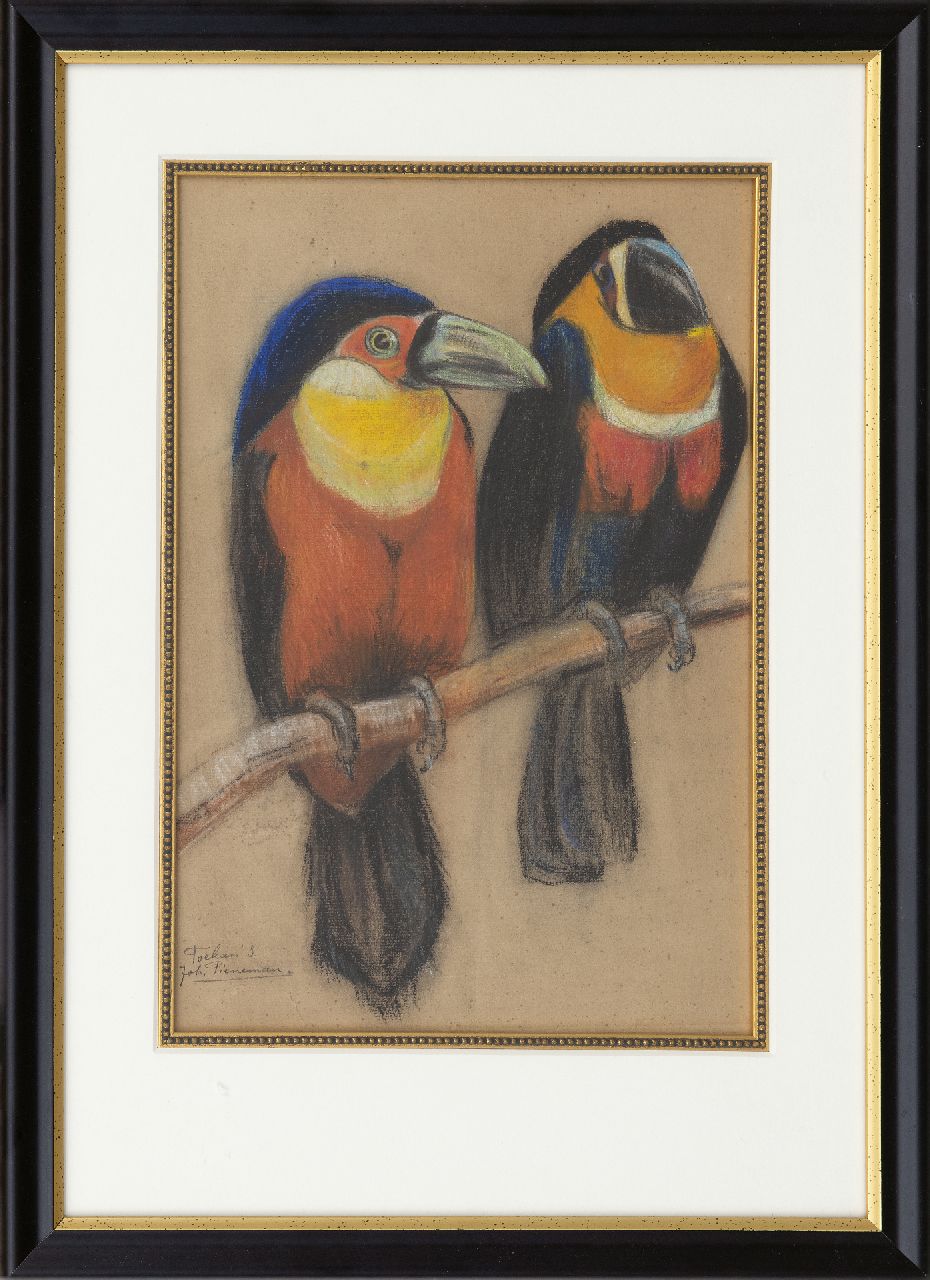 Pieneman J.H.  | 'Johanna' Hendrika Pieneman, Twee toekans, pastel op papier 36,7 x 25,0 cm, gesigneerd linksonder