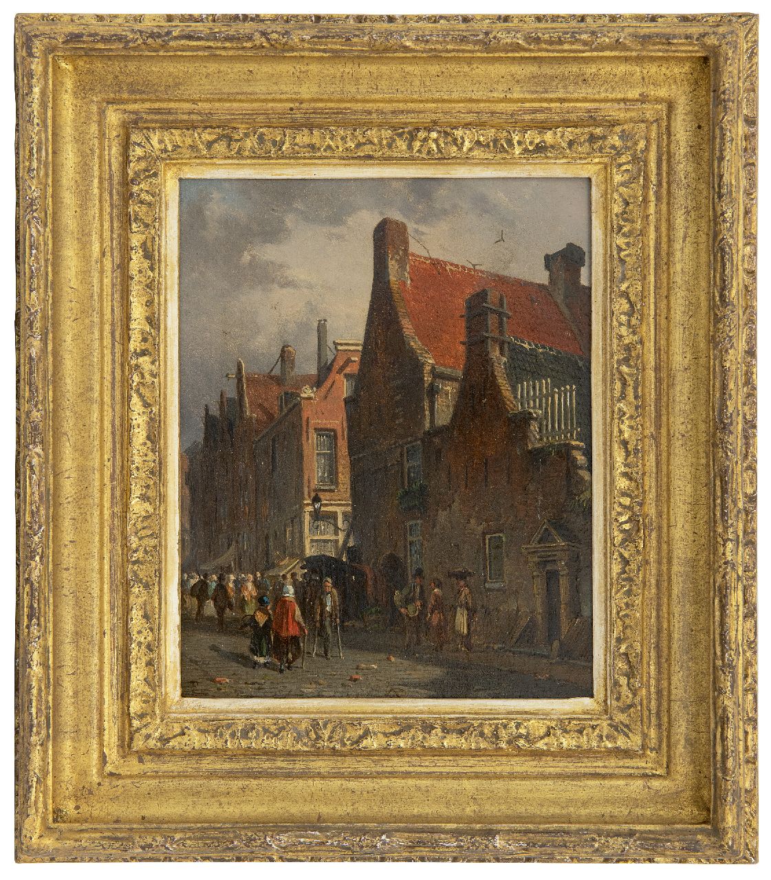 Eversen A. | Adrianus Eversen | Schilderijen te koop aangeboden | Hollands stadsgezicht, olieverf op paneel 19,5 x 15,5 cm, gesigneerd linksonder met monogram en verso op etiket voluit Eversen A. | Adrianus Eversen | Schilderijen te koop aangeboden | Hollands stadsgezicht, olieverf op paneel 19,5 x 15,5 cm, gesigneerd linksonder met monogram en verso op etiket voluit