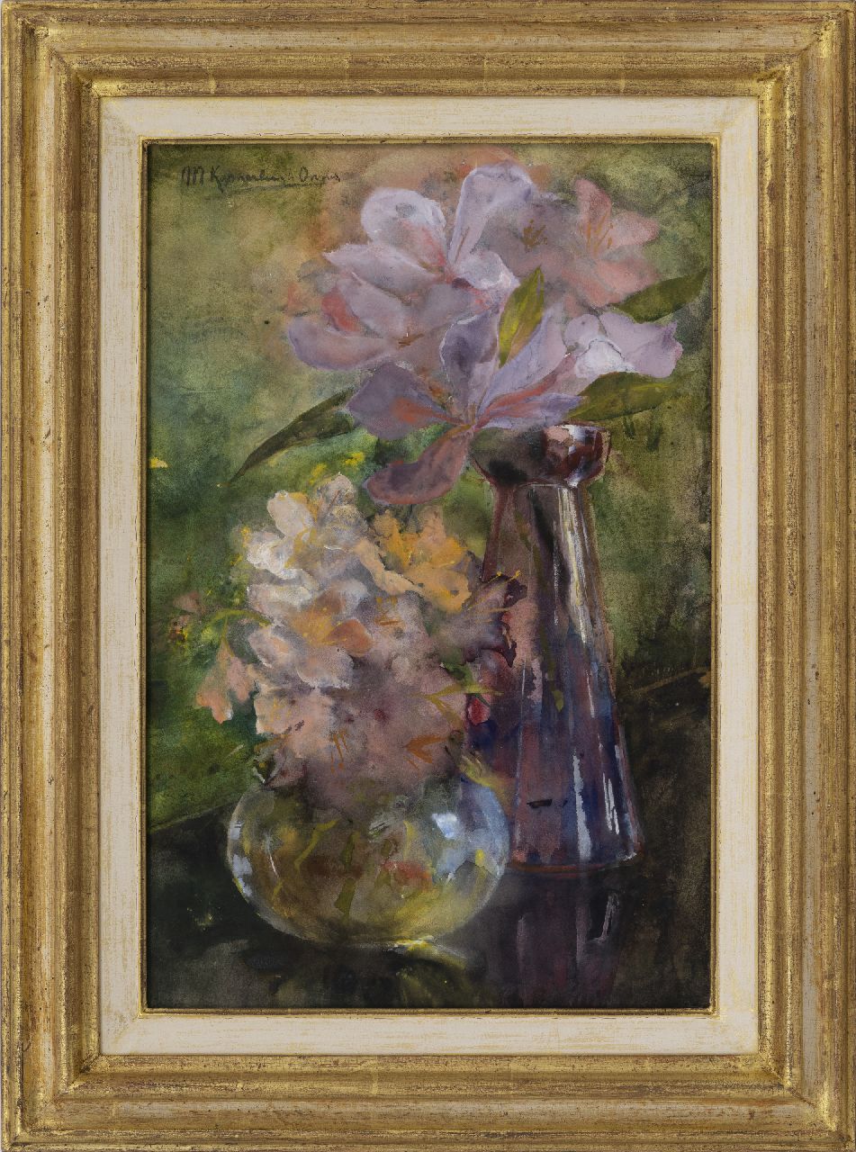 Kamerlingh Onnes M. | Menso Kamerlingh Onnes, Glazen vazen met bloeiende takken, gouache op papier 48,3 x 31,5 cm, gesigneerd linksboven Kamerlingh Onnes M. | Menso Kamerlingh Onnes, Glazen vazen met bloeiende takken, gouache op papier 48,3 x 31,5 cm, gesigneerd linksboven