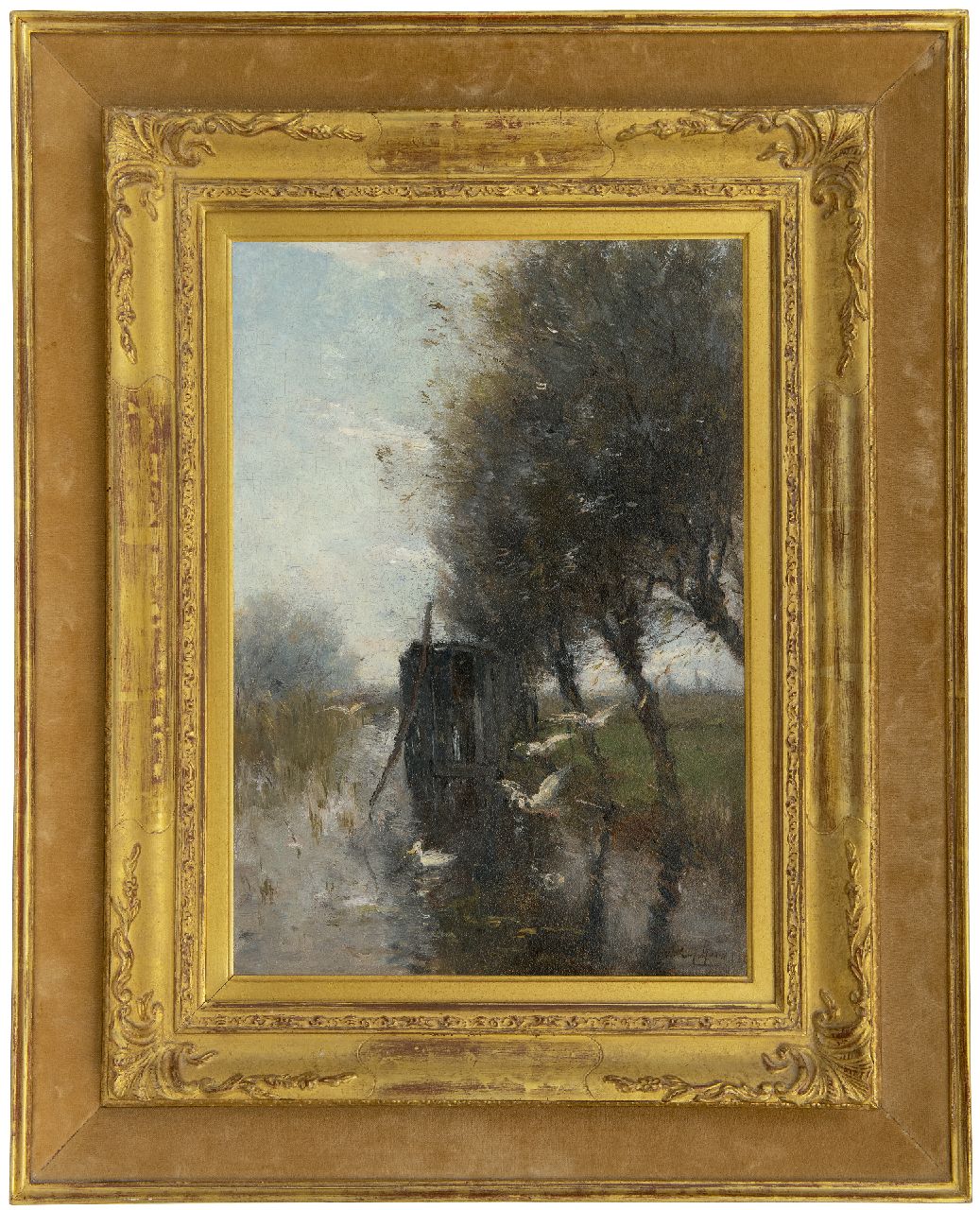 Maris W. | Willem Maris, Eenden, neerstrijkend op een poldervaart, olieverf op paneel 36,6 x 25,7 cm, gesigneerd rechtsonder Maris W. | Willem Maris, Eenden, neerstrijkend op een poldervaart, olieverf op paneel 36,6 x 25,7 cm, gesigneerd rechtsonder
