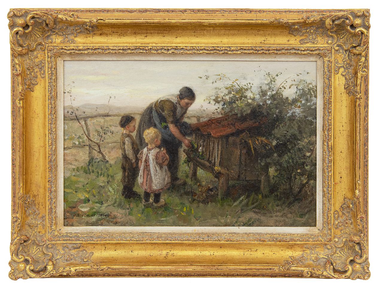 Zoetelief Tromp J. | Johannes 'Jan' Zoetelief Tromp, Het konijntje voeren, olieverf op doek 27,1 x 40,4 cm, gesigneerd linksonder Zoetelief Tromp J. | Johannes 'Jan' Zoetelief Tromp, Het konijntje voeren, olieverf op doek 27,1 x 40,4 cm, gesigneerd linksonder