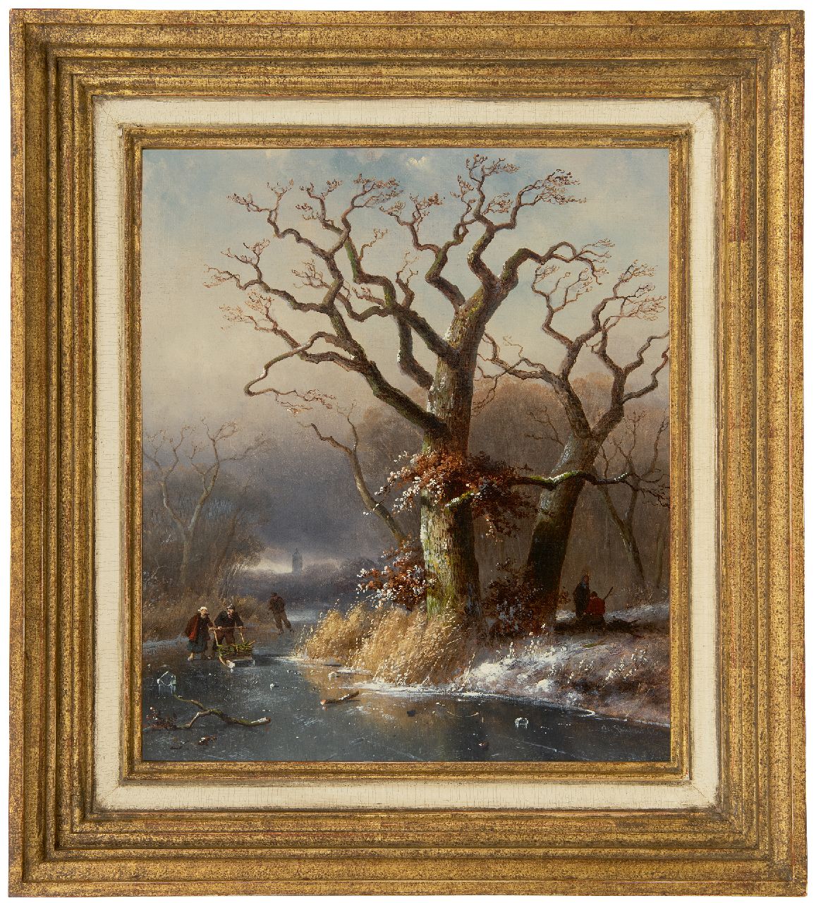 Leickert C.H.J.  | 'Charles' Henri Joseph Leickert | Schilderijen te koop aangeboden | IJsgezicht met houtsprokkelaars, olieverf op doek 40,2 x 35,0 cm, gesigneerd rechtsonder en gedateerd '63