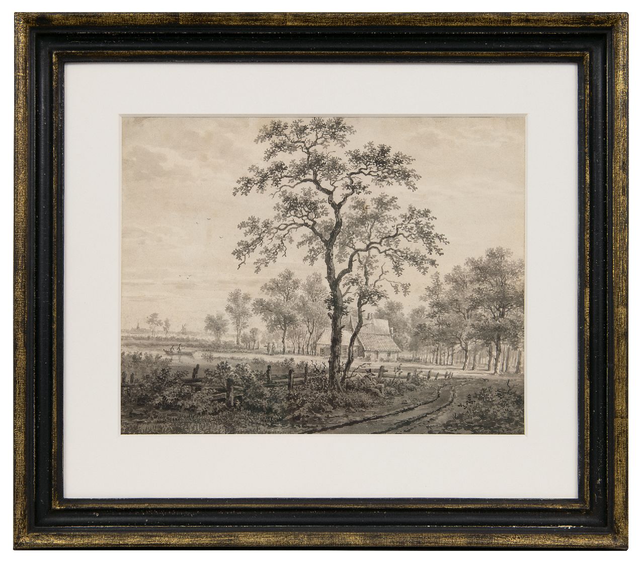 Göbell G.H.  | Gerrit Hendrik Göbell | Aquarellen en tekeningen te koop aangeboden | Gezicht bij Rijssen, pen, penseel en inkt op papier 22,1 x 27,8 cm, gesigneerd verso en verso gedateerd 1830