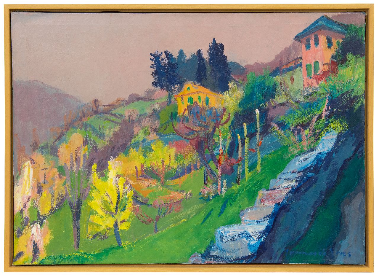 Vries J. de | Jannes de Vries, Landschap bij Domodossola, Italië, olieverf op doek 50,3 x 70,4 cm, gesigneerd rechtsonder Vries J. de | Jannes de Vries, Landschap bij Domodossola, Italië, olieverf op doek 50,3 x 70,4 cm, gesigneerd rechtsonder