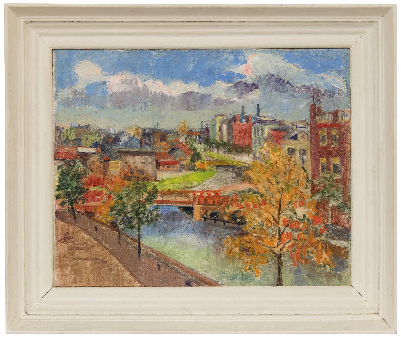 Berg S.R. van den | Sybren Ridsert 'Siep' van den Berg | Schilderijen te koop aangeboden | De Eendrachtskade met de basculebrug, Groningen, olieverf op doek op board 40,0 x 49,9 cm, gesigneerd verso Berg S.R. van den | Sybren Ridsert 'Siep' van den Berg | Schilderijen te koop aangeboden | De Eendrachtskade met de basculebrug, Groningen, olieverf op doek op board 40,0 x 49,9 cm, gesigneerd verso