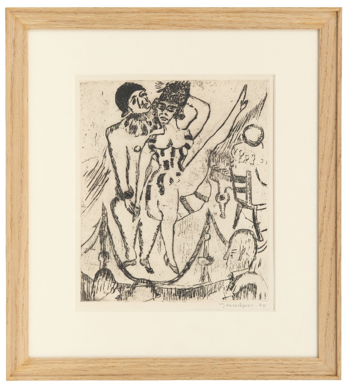Wiegers J. | Jan Wiegers, Cabaret, ets 26,0 x 21,8 cm, gesigneerd rechtsonder (in potlood) en gedateerd '24 (in potlood) Wiegers J. | Jan Wiegers, Cabaret, ets 26,0 x 21,8 cm, gesigneerd rechtsonder (in potlood) en gedateerd '24 (in potlood)