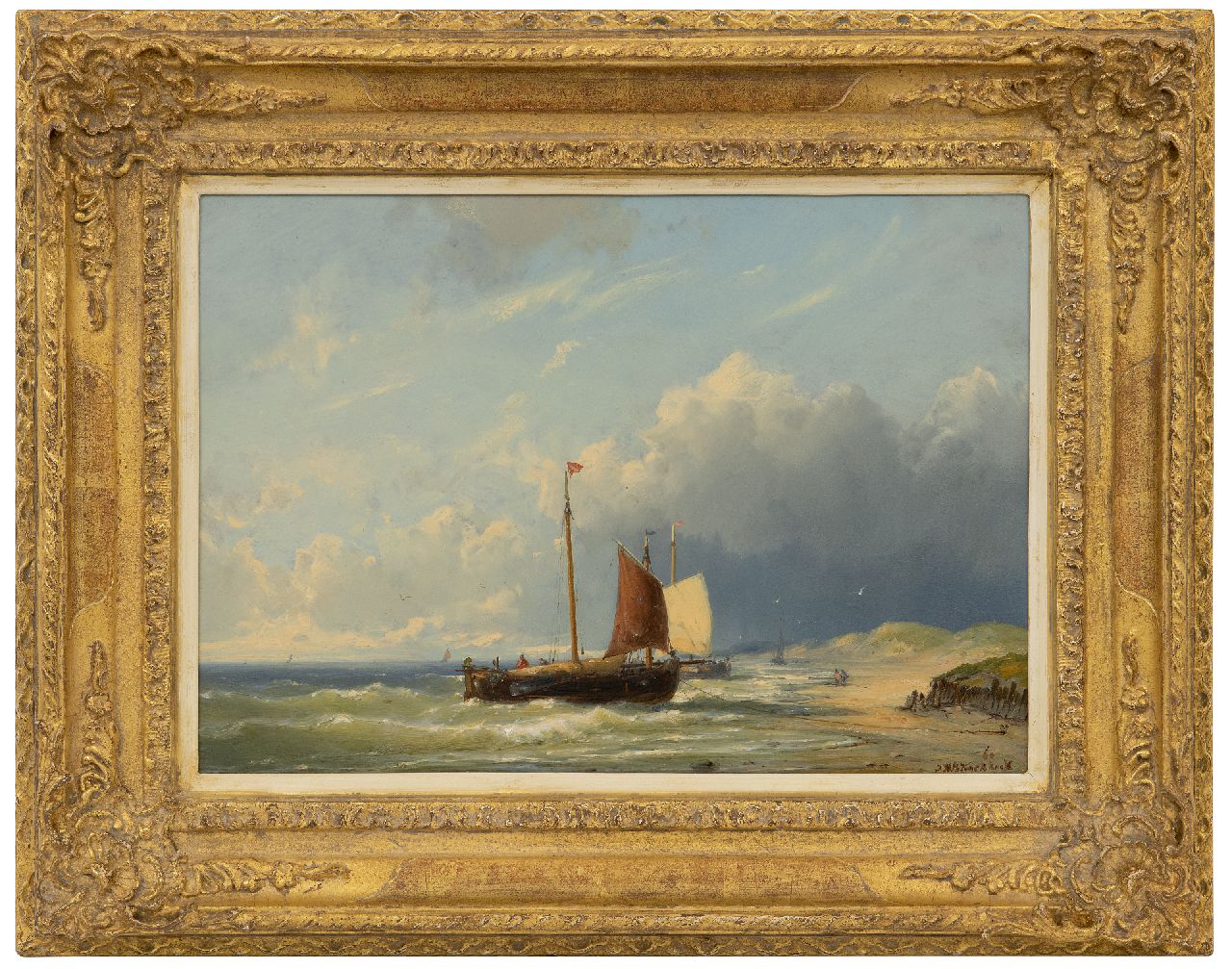 Koekkoek J.H.B. | Johannes Hermanus Barend 'Jan H.B.' Koekkoek, Vissersschuiten bij het strand, olieverf op paneel 27,2 x 38,9 cm, gesigneerd rechtsonder en gedateerd '60 Koekkoek J.H.B. | Johannes Hermanus Barend 'Jan H.B.' Koekkoek, Vissersschuiten bij het strand, olieverf op paneel 27,2 x 38,9 cm, gesigneerd rechtsonder en gedateerd '60