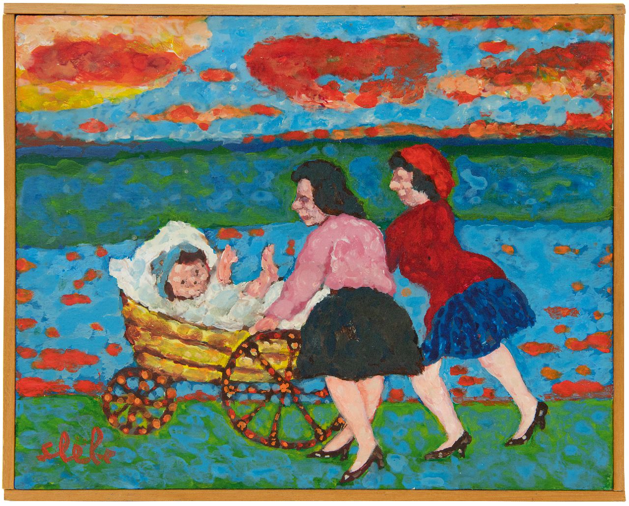 Slebe (Ferdinand Joseph Sleebe) F. | Ferry Slebe (Ferdinand Joseph Sleebe) | Schilderijen te koop aangeboden | Wandeling met de kinderwagen, olieverf op board 19,1 x 24,1 cm, gesigneerd linksonder en verso op etiket Slebe (Ferdinand Joseph Sleebe) F. | Ferry Slebe (Ferdinand Joseph Sleebe) | Schilderijen te koop aangeboden | Wandeling met de kinderwagen, olieverf op board 19,1 x 24,1 cm, gesigneerd linksonder en verso op etiket