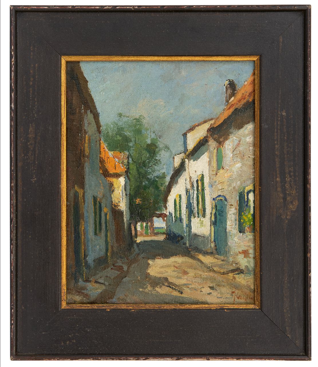 Vuuren J. van | Jan van Vuuren, Dorpsstraatje, olieverf op doek 25,5 x 20,1 cm, gesigneerd rechtsonder Vuuren J. van | Jan van Vuuren, Dorpsstraatje, olieverf op doek 25,5 x 20,1 cm, gesigneerd rechtsonder