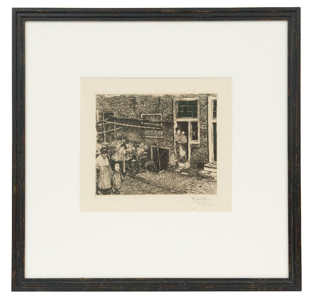 Hem P. van der | Pieter 'Piet' van der Hem | Grafiek te koop aangeboden | Straatje in Amsterdam, ets 14,3 x 17,3 cm, gesigneerd rechtsonder en gedateerd 30 jan. 1911 Hem P. van der | Pieter 'Piet' van der Hem | Grafiek te koop aangeboden | Straatje in Amsterdam, ets 14,3 x 17,3 cm, gesigneerd rechtsonder en gedateerd 30 jan. 1911