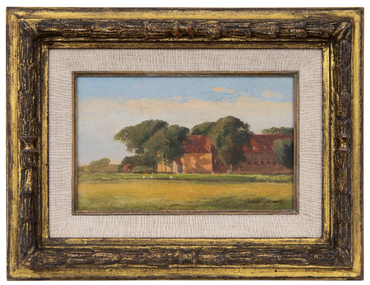 Weissenbruch H.J. | Hendrik Johannes 'J.H.' Weissenbruch, Landschap met boerderij - schets, olieverf op schildersboard 17,9 x 28,3 cm, gesigneerd rechtsonder Weissenbruch H.J. | Hendrik Johannes 'J.H.' Weissenbruch, Landschap met boerderij - schets, olieverf op schildersboard 17,9 x 28,3 cm, gesigneerd rechtsonder