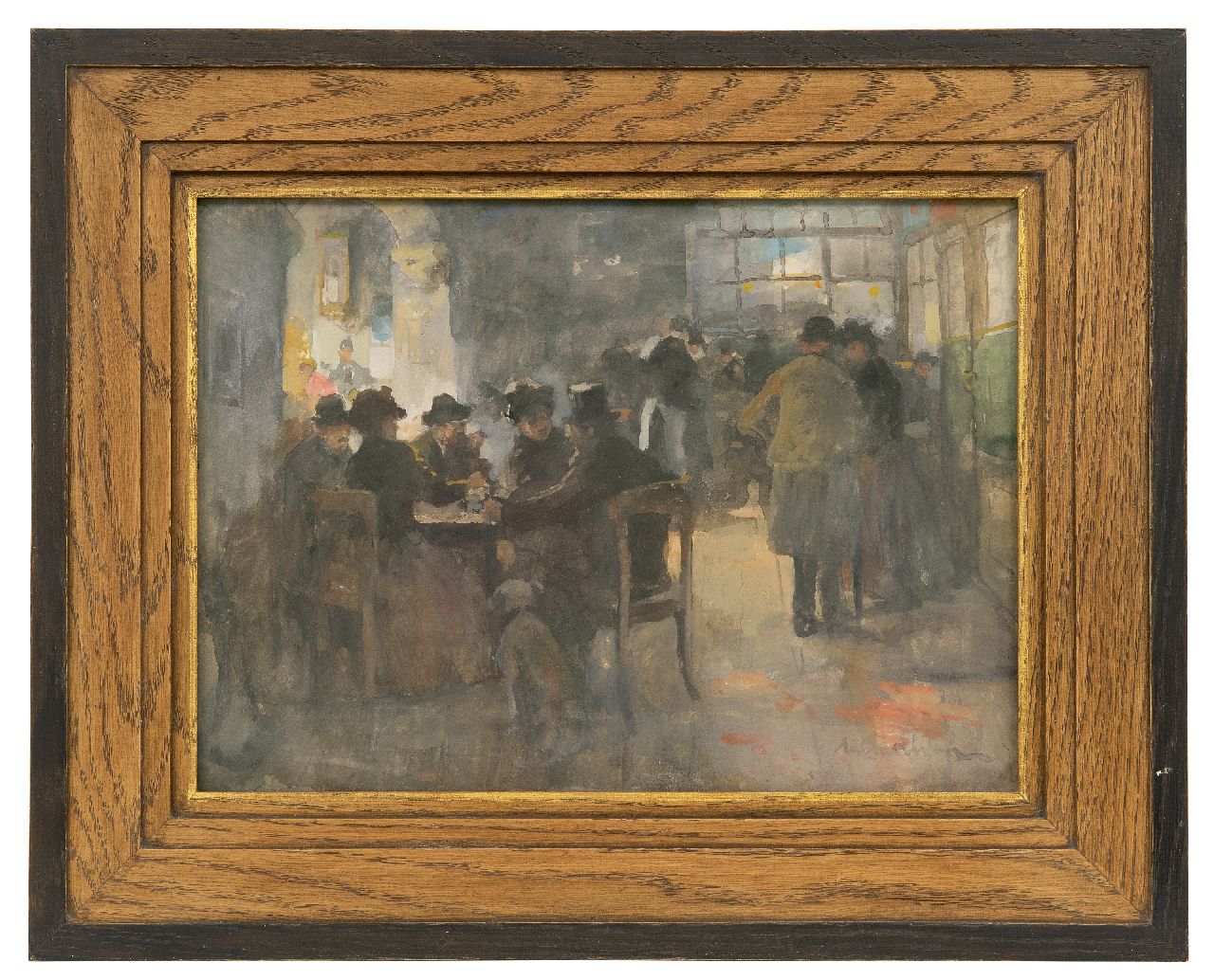 Rivière A.P. de la | Adrianus Philippus 'Adriaan' de la Rivière, In het koffiehuis, gouache op papier 25,0 x 35,3 cm, gesigneerd rechtsonder Rivière A.P. de la | Adrianus Philippus 'Adriaan' de la Rivière, In het koffiehuis, gouache op papier 25,0 x 35,3 cm, gesigneerd rechtsonder