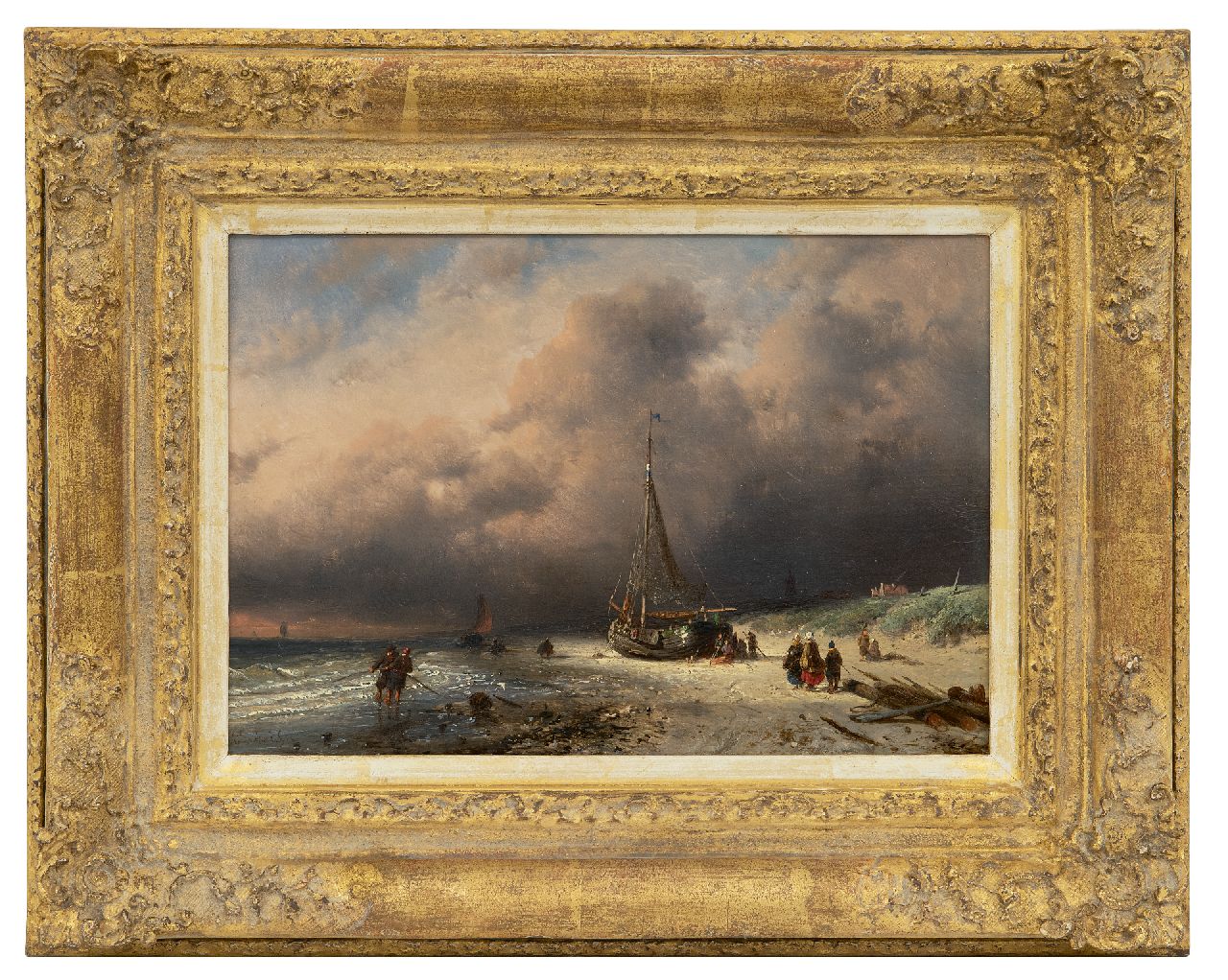 Leickert C.H.J. | 'Charles' Henri Joseph Leickert | Schilderijen te koop aangeboden | Het binnenhalen van de vangst, olieverf op paneel 17,5 x 25,4 cm, gesigneerd linksonder en gedateerd '50 Leickert C.H.J. | 'Charles' Henri Joseph Leickert | Schilderijen te koop aangeboden | Het binnenhalen van de vangst, olieverf op paneel 17,5 x 25,4 cm, gesigneerd linksonder en gedateerd '50