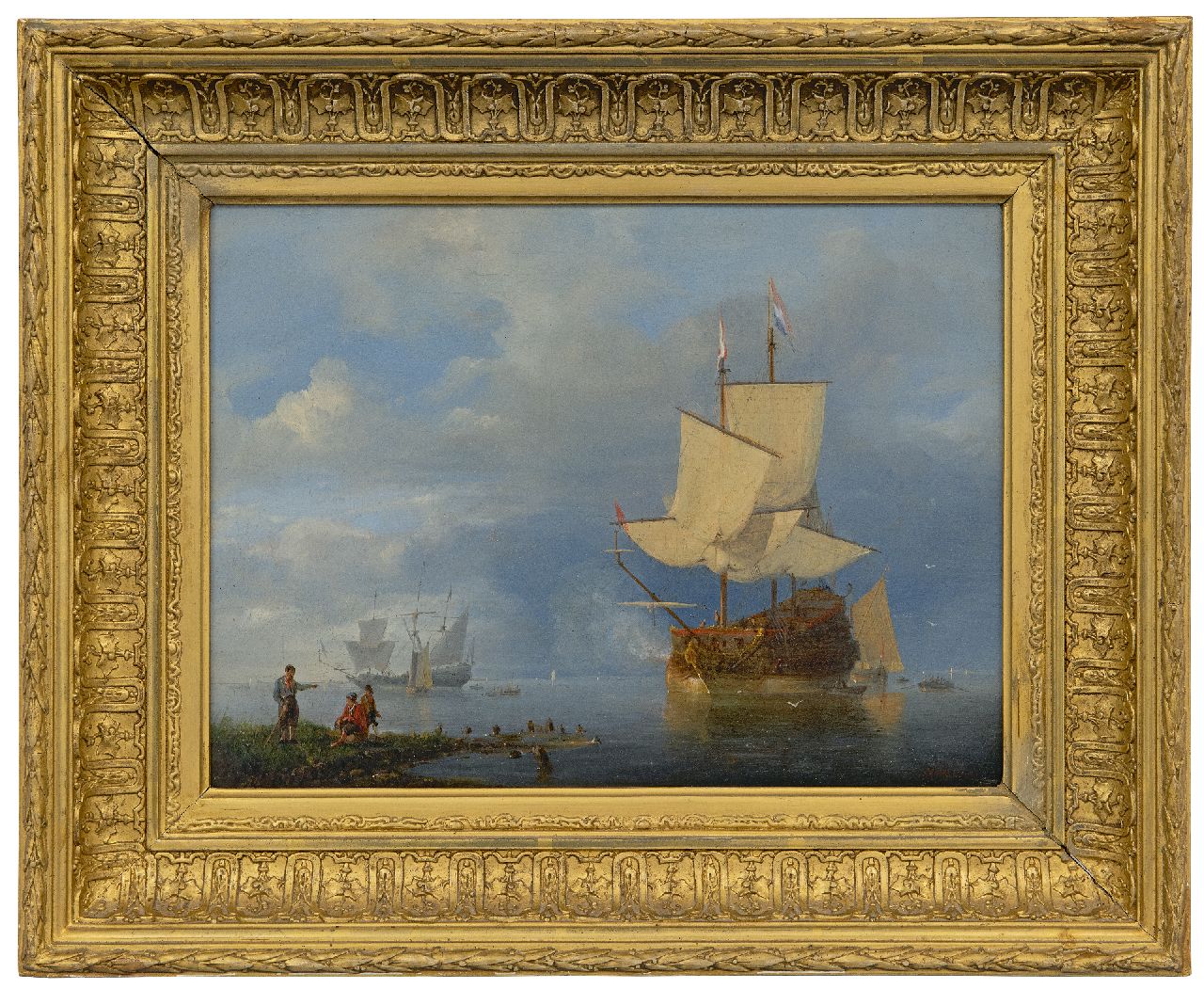 Waldorp A. | Antonie Waldorp, Het saluutschot, olieverf op paneel 21,1 x 28,5 cm, gesigneerd rechtsonder Waldorp A. | Antonie Waldorp, Het saluutschot, olieverf op paneel 21,1 x 28,5 cm, gesigneerd rechtsonder