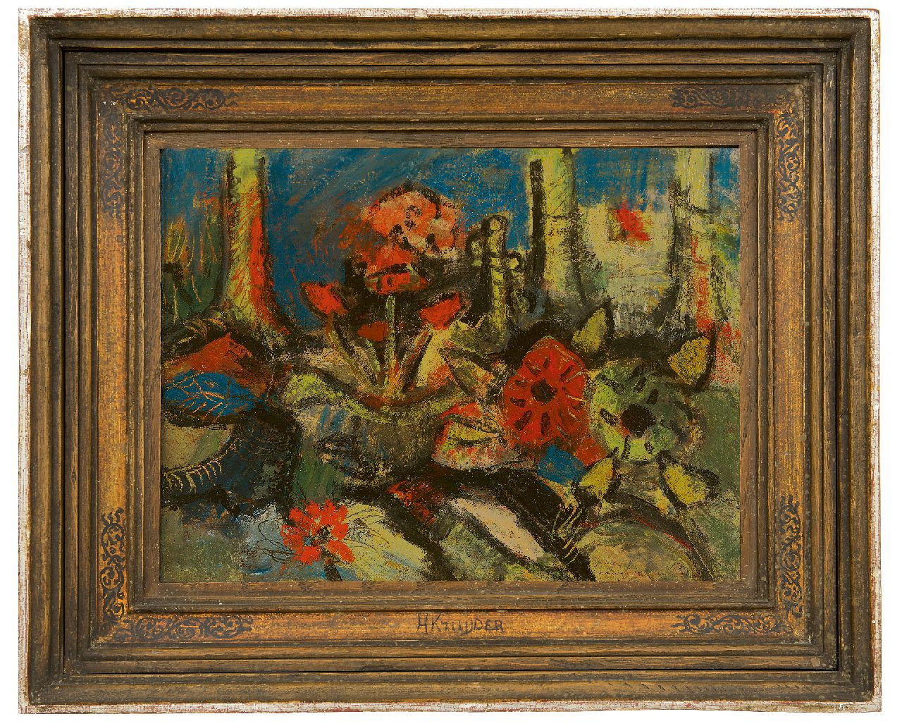 Kruyder H.J. | 'Herman' Justus Kruyder | Schilderijen te koop aangeboden | Bosbloemen, olieverf op doek 30,7 x 40,4 cm, te dateren ca. 1925 Kruyder H.J. | 'Herman' Justus Kruyder | Schilderijen te koop aangeboden | Bosbloemen, olieverf op doek 30,7 x 40,4 cm, te dateren ca. 1925