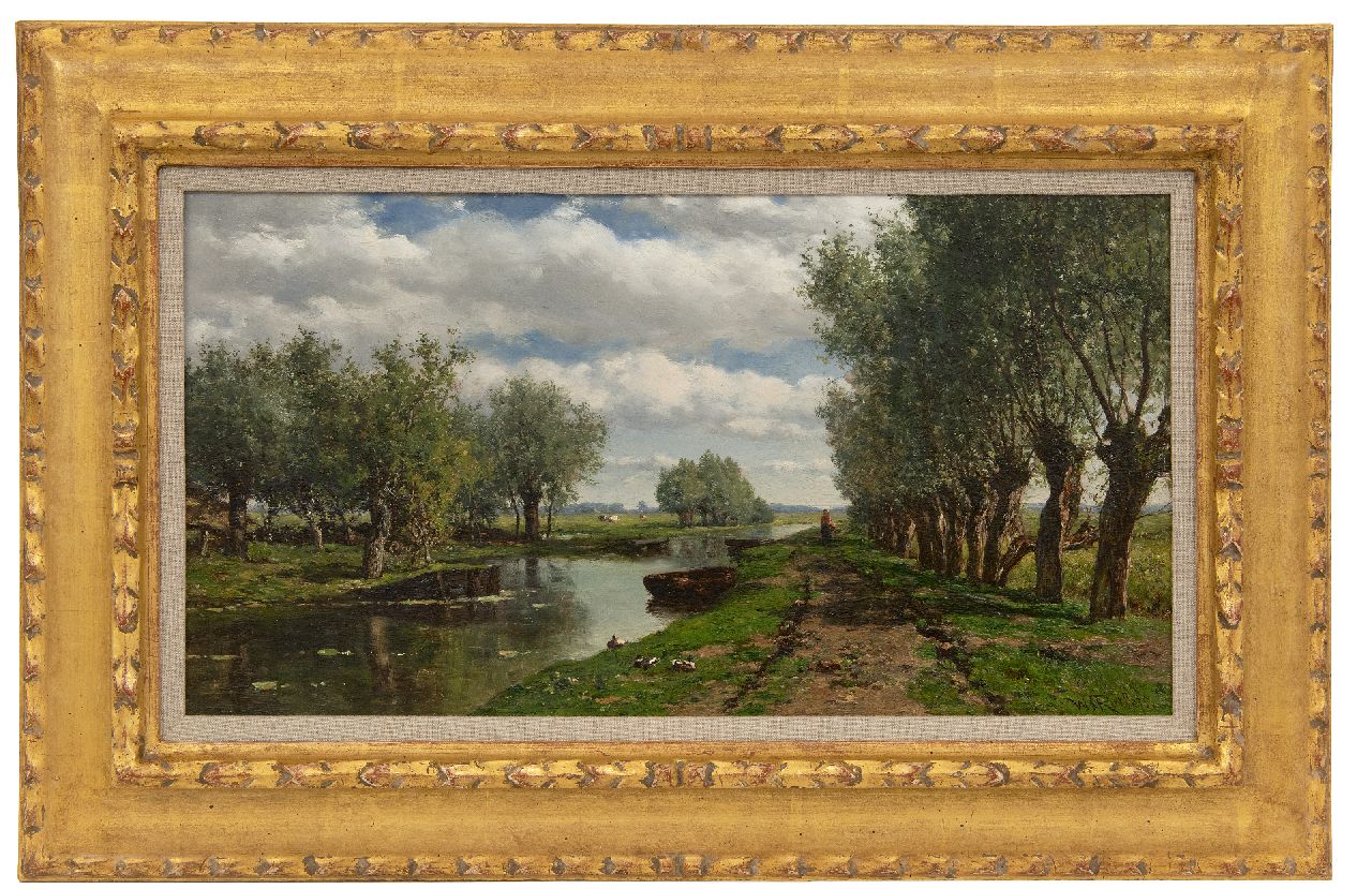 Roelofs W. | Willem Roelofs, Polderlandschap, olieverf op paneel 25,8 x 48,2 cm, gesigneerd rechtsonder Roelofs W. | Willem Roelofs, Polderlandschap, olieverf op paneel 25,8 x 48,2 cm, gesigneerd rechtsonder
