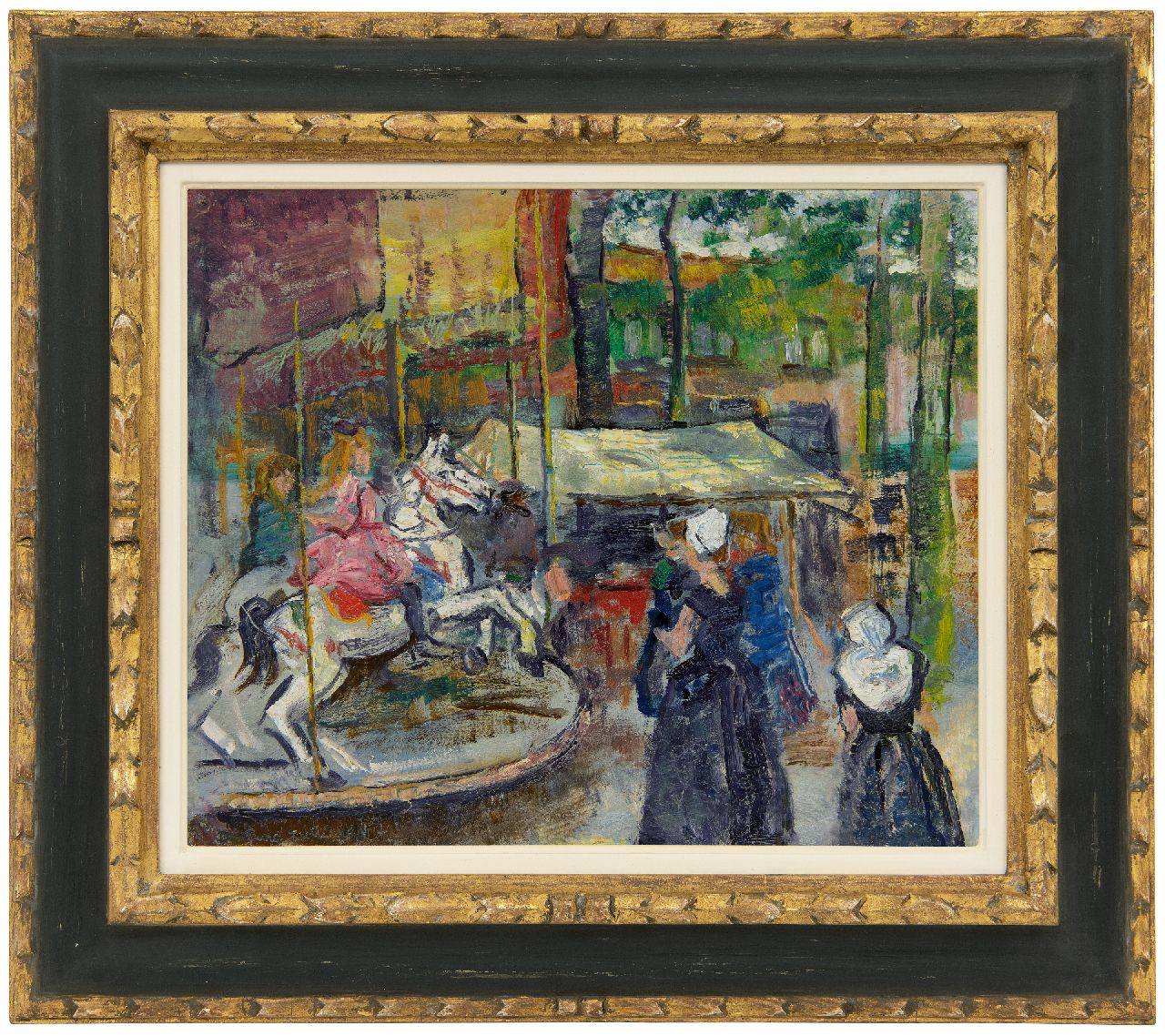 Góth C. | Charlotte 'Sarika' Góth, De kermis in Domburg, olieverf op papier op board 30,5 x 36,7 cm, gesigneerd rechtsonder en gedateerd Juli 1921 Góth C. | Charlotte 'Sarika' Góth, De kermis in Domburg, olieverf op papier op board 30,5 x 36,7 cm, gesigneerd rechtsonder en gedateerd Juli 1921
