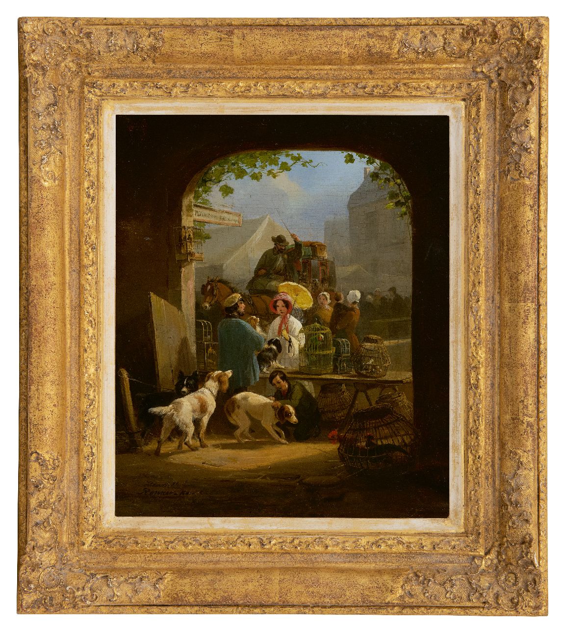 Ronner-Knip H. | Henriette Ronner-Knip, De dierenwinkel, olieverf op paneel 28,2 x 24,5 cm, gesigneerd linksonder Ronner-Knip H. | Henriette Ronner-Knip, De dierenwinkel, olieverf op paneel 28,2 x 24,5 cm, gesigneerd linksonder