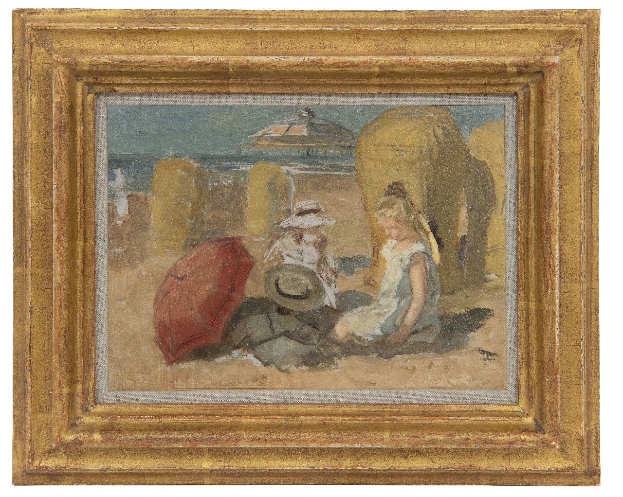 Jonge J.A. de | Johan Antoni de Jonge | Schilderijen te koop aangeboden | Kinderen op het strand van Scheveningen, olieverf op schildersboard 16,0 x 22,0 cm Jonge J.A. de | Johan Antoni de Jonge | Schilderijen te koop aangeboden | Kinderen op het strand van Scheveningen, olieverf op schildersboard 16,0 x 22,0 cm