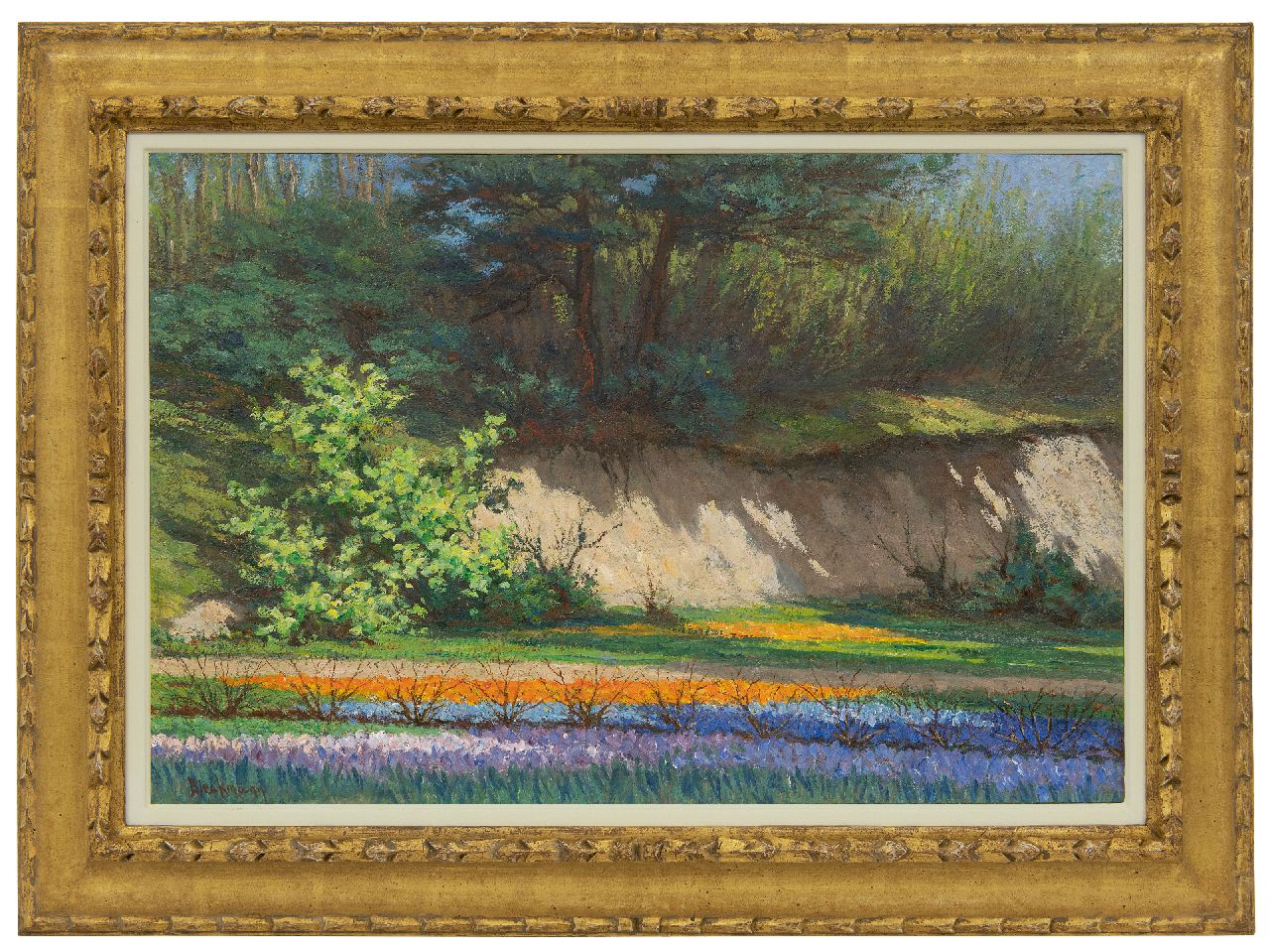 Bleckmann W.C.C. | Wilhelm Christiaan Constant Bleckmann, Bollenvelden bij zandafgraving, olieverf op board 41,1 x 60,6 cm, gesigneerd linksonder Bleckmann W.C.C. | Wilhelm Christiaan Constant Bleckmann, Bollenvelden bij zandafgraving, olieverf op board 41,1 x 60,6 cm, gesigneerd linksonder
